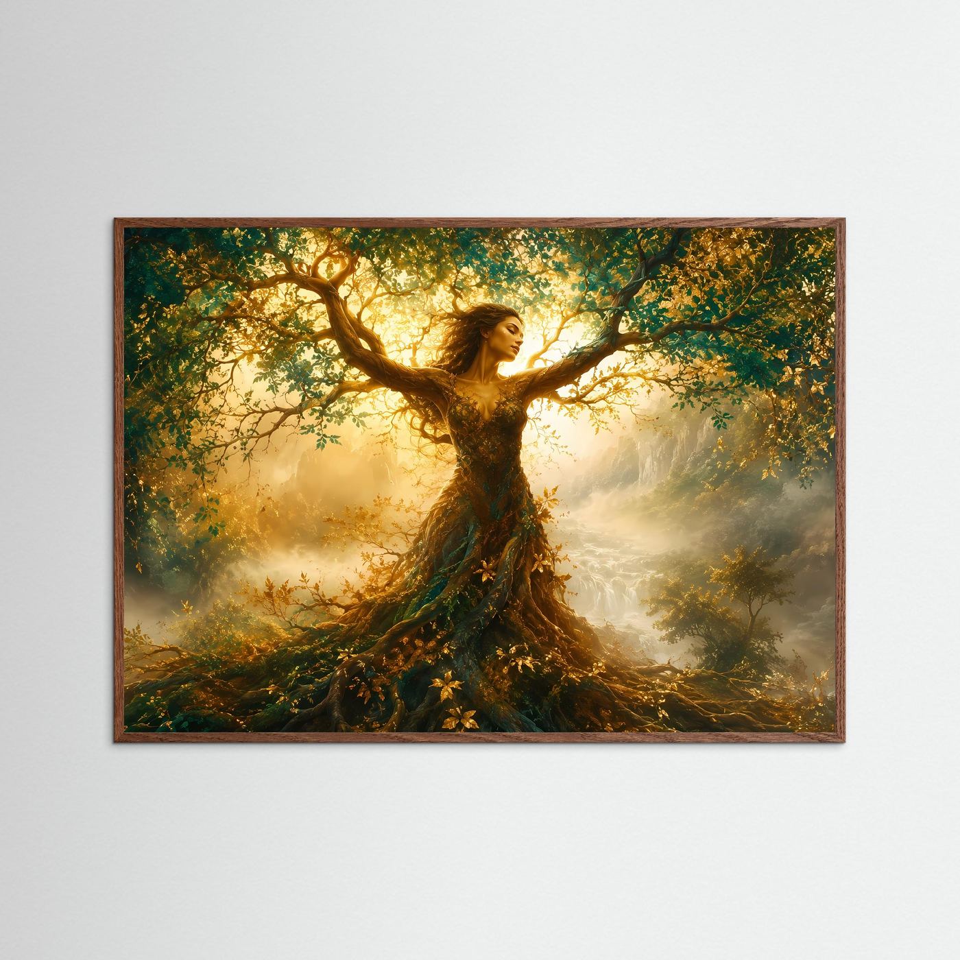 Baumfrau Poster | Mystische Waldgöttin Wandkunst | Fantasy Natur Kunst | Magischer Lebensbaum Wandbild