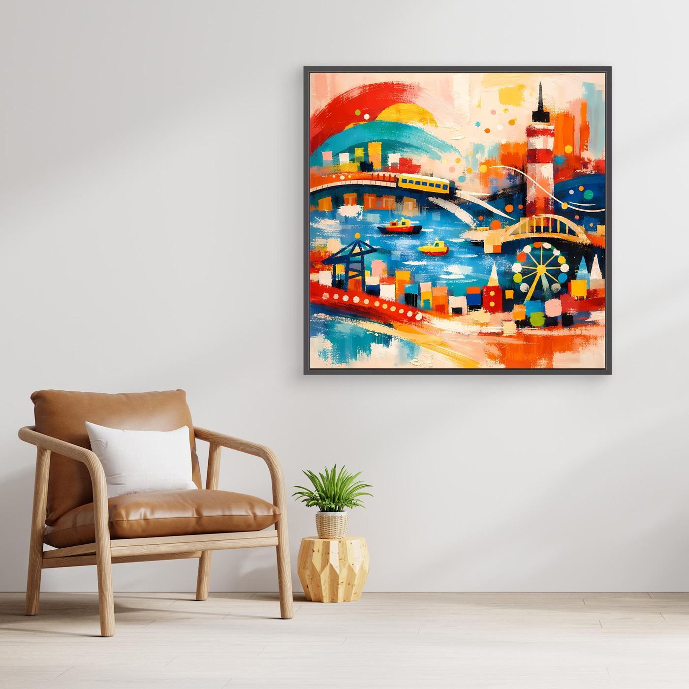 Leinwand Abstraktes Hamburg Hafen Wandbild | Buntes Maritimes Kunstwerk