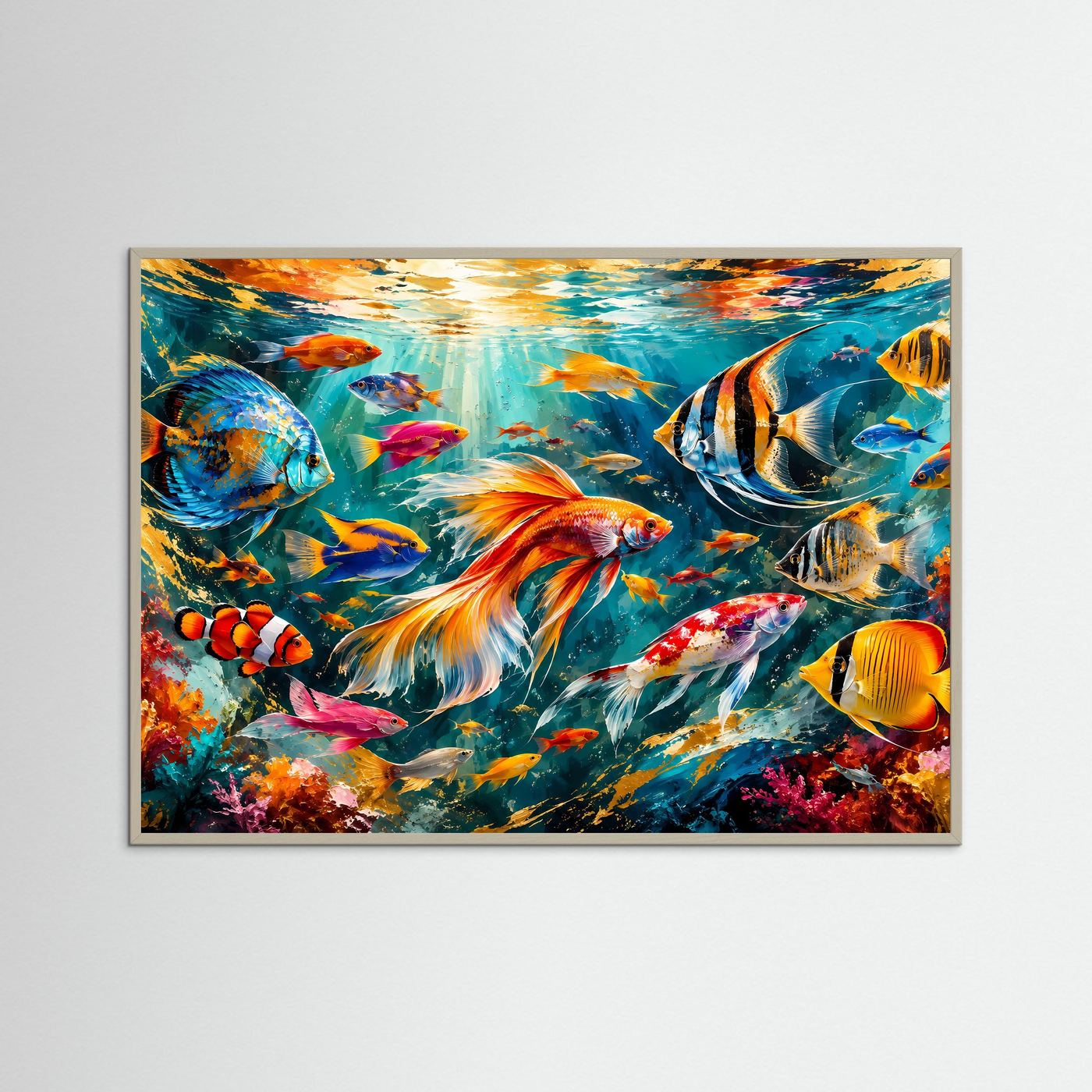 Unterwasserwelt in bunten Farben | Modernes Wandbild mit Korallenriff & exotischen Fischen