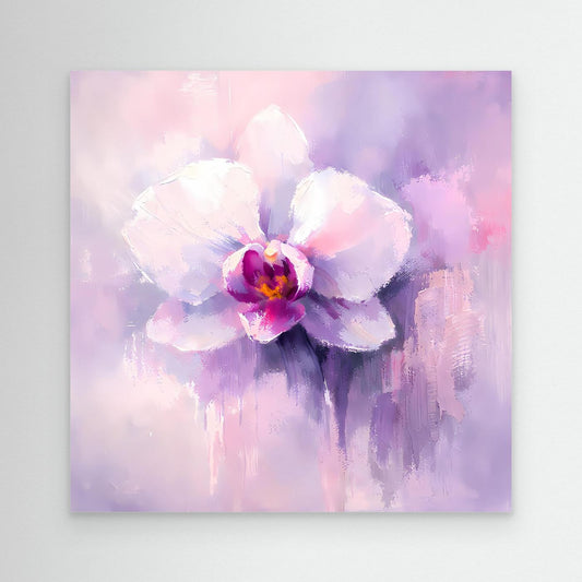 Leinwand Abstraktes Orchideen Blütenbild | Modernes Wandbild Weiß Violett Pink
