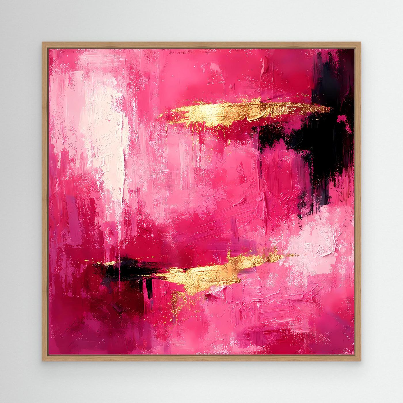 Leinwand Abstraktes Gemälde in Rosa und Gold | Modernes Elegantes Wandbild