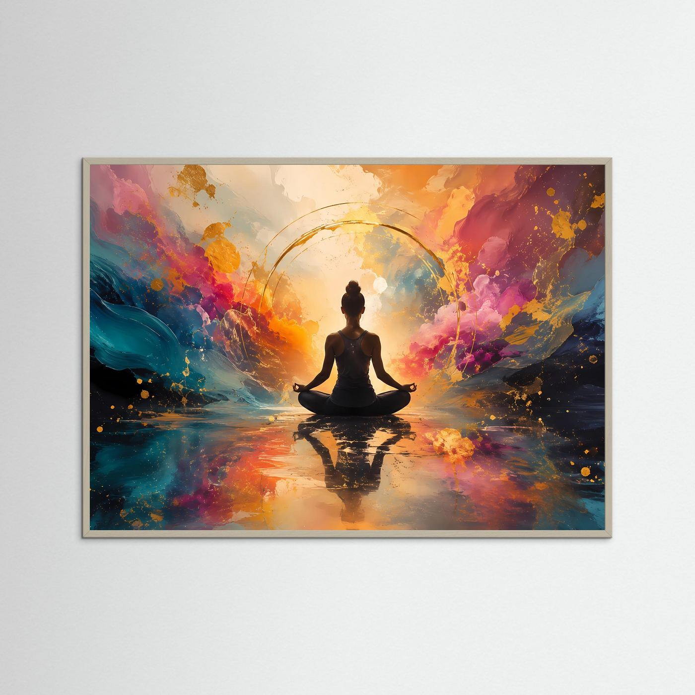 Harmonie der Elemente | Spirituelles Yoga & Meditation Poster mit Gold-Akzenten