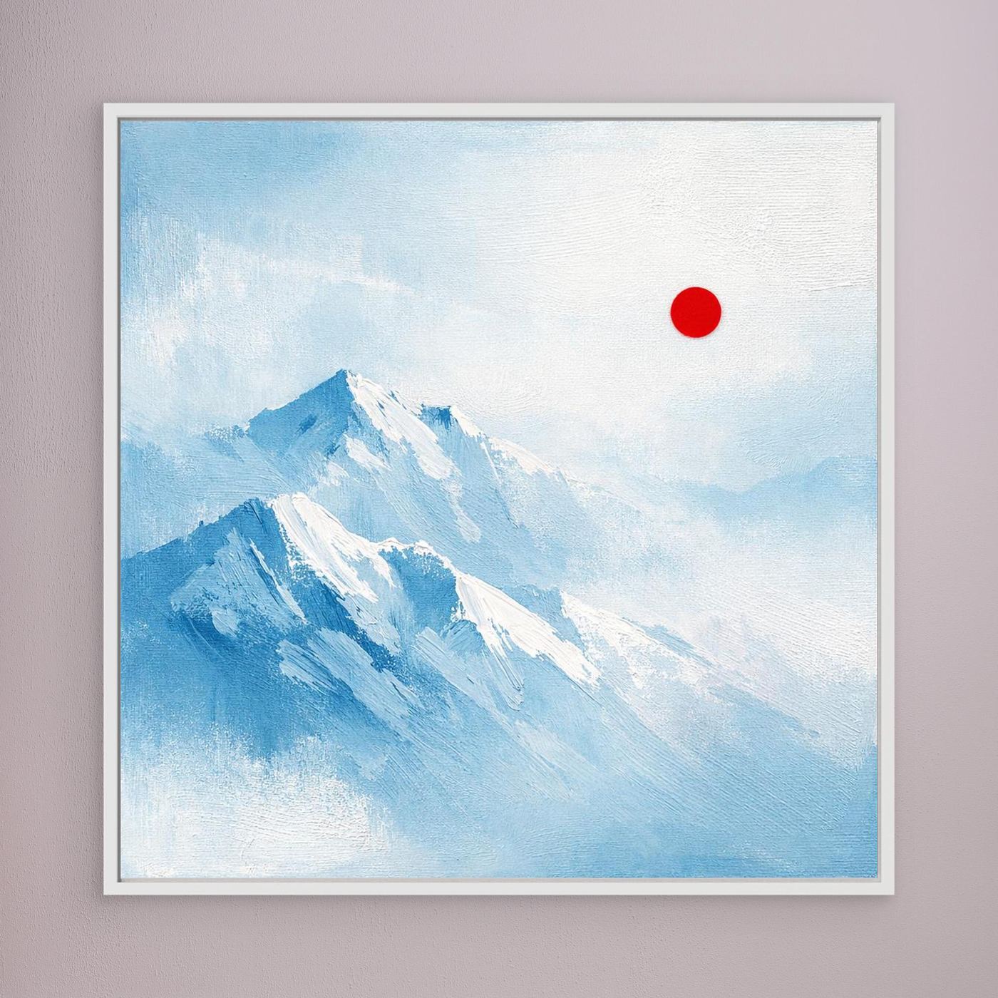 Leinwand Abstraktes Zugspitze Berg Wandbild | Alpin Minimalistisch Blau Weiß