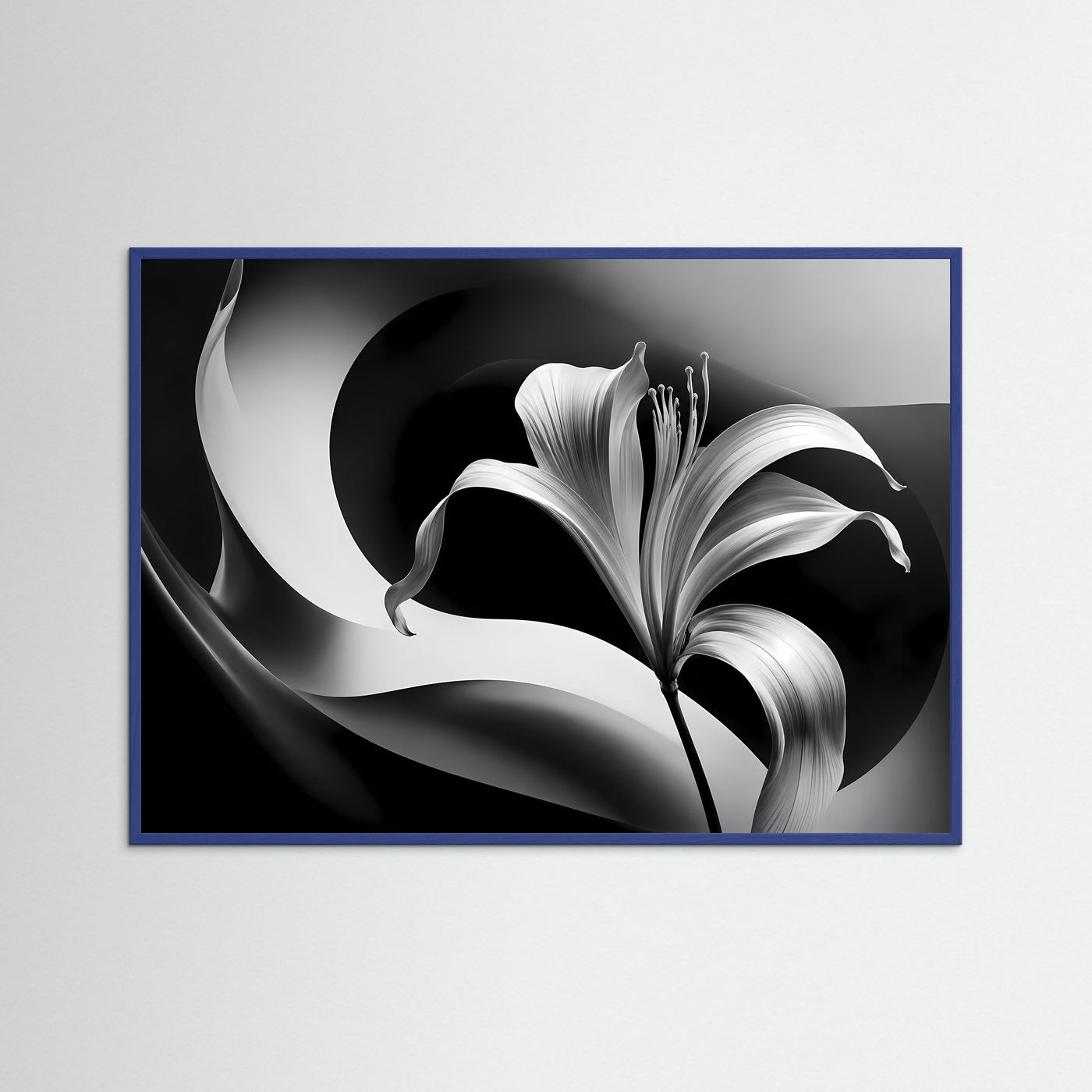 Schwarz-Weiß Lilie Wandbild | Abstrakte Blumen Kunst in Schwarz & Weiß