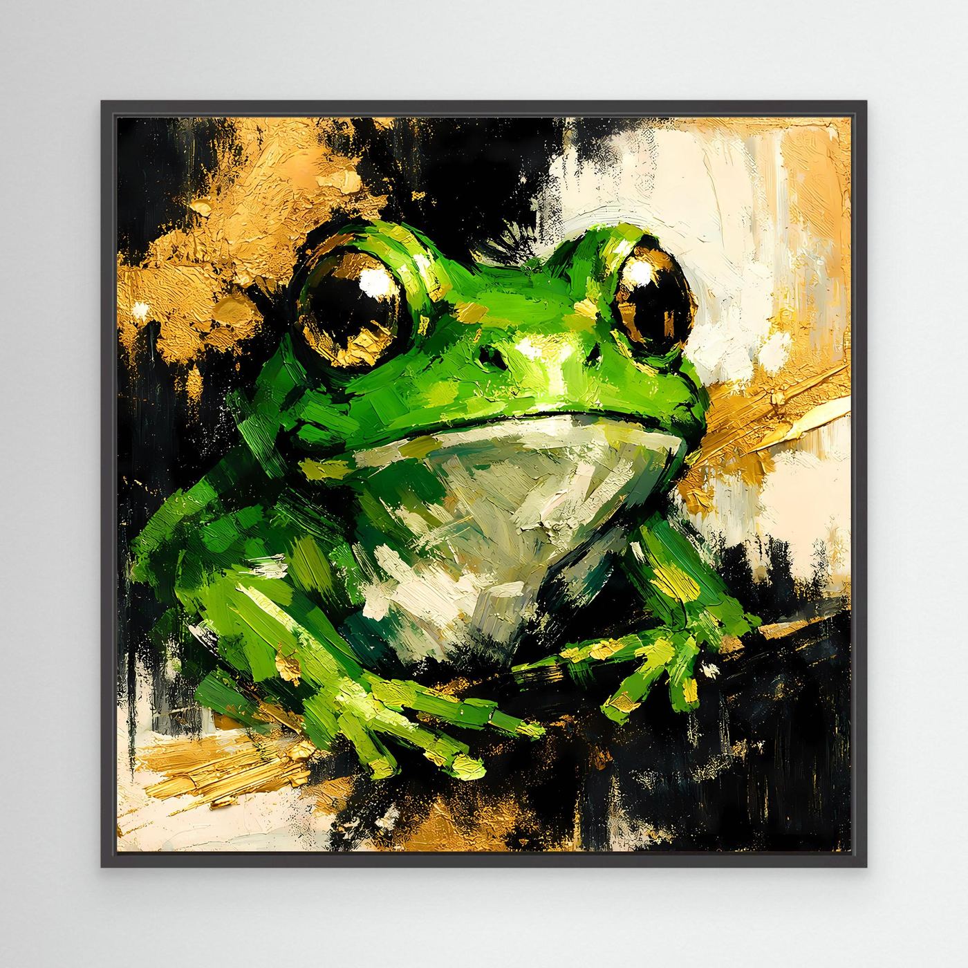 Leinwand Farbenfroher Grüner Frosch | Abstraktes Tier Wandbild