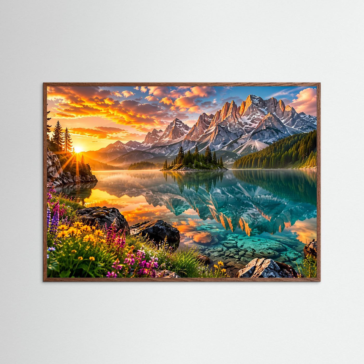 Majestätische Alpen im Spiegelsee | Panorama Berg & Natur Poster Querformat