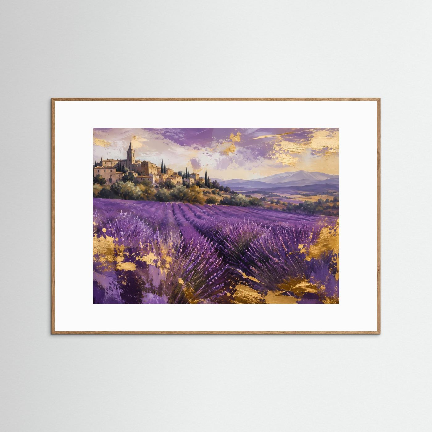 Lavendelfeld in der Provence mit Goldakzenten | Mediterrane Landschaftskunst in Violett