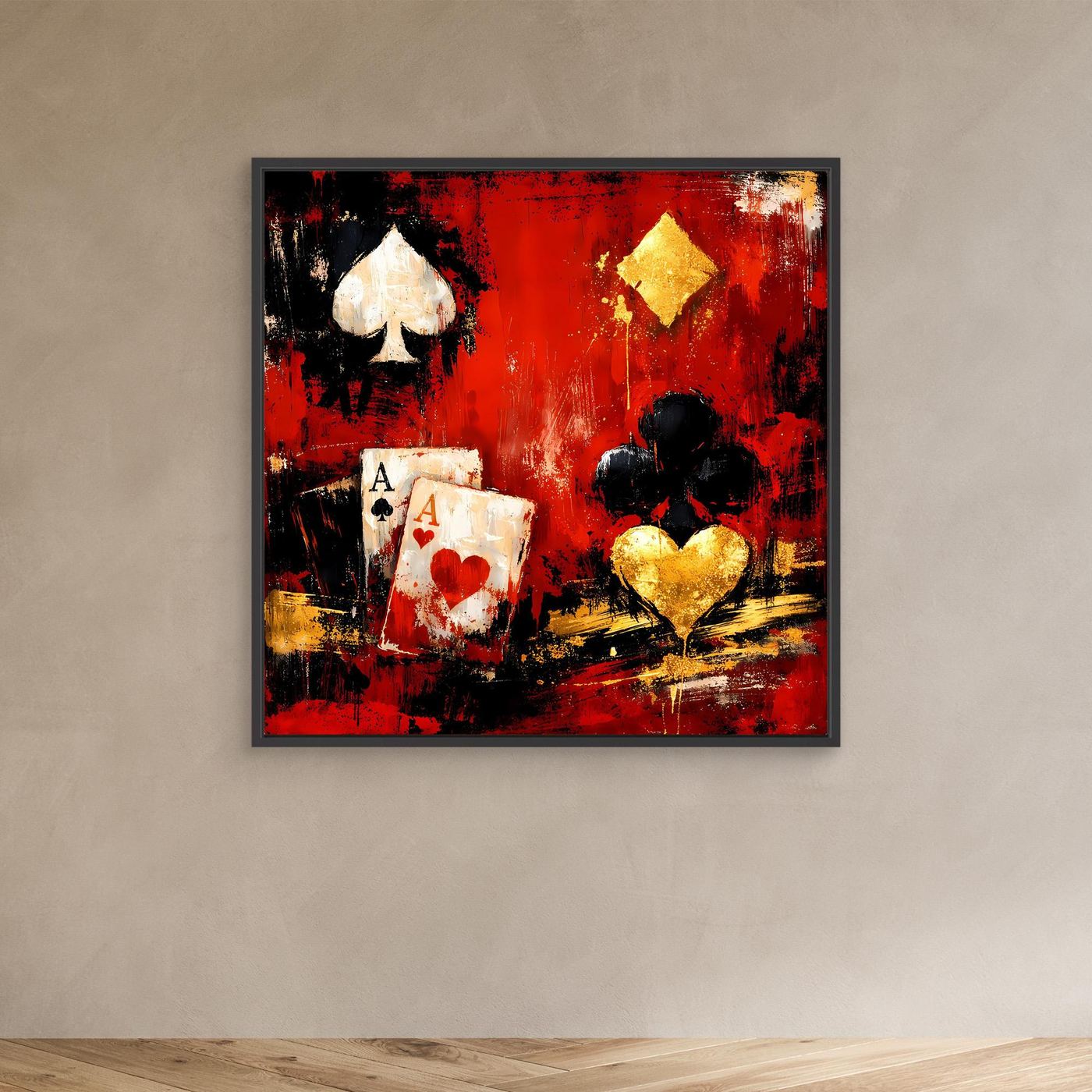 Leinwand Abstraktes Poker-Design mit Assen | Modernes Spielkarten Wandbild Kunst