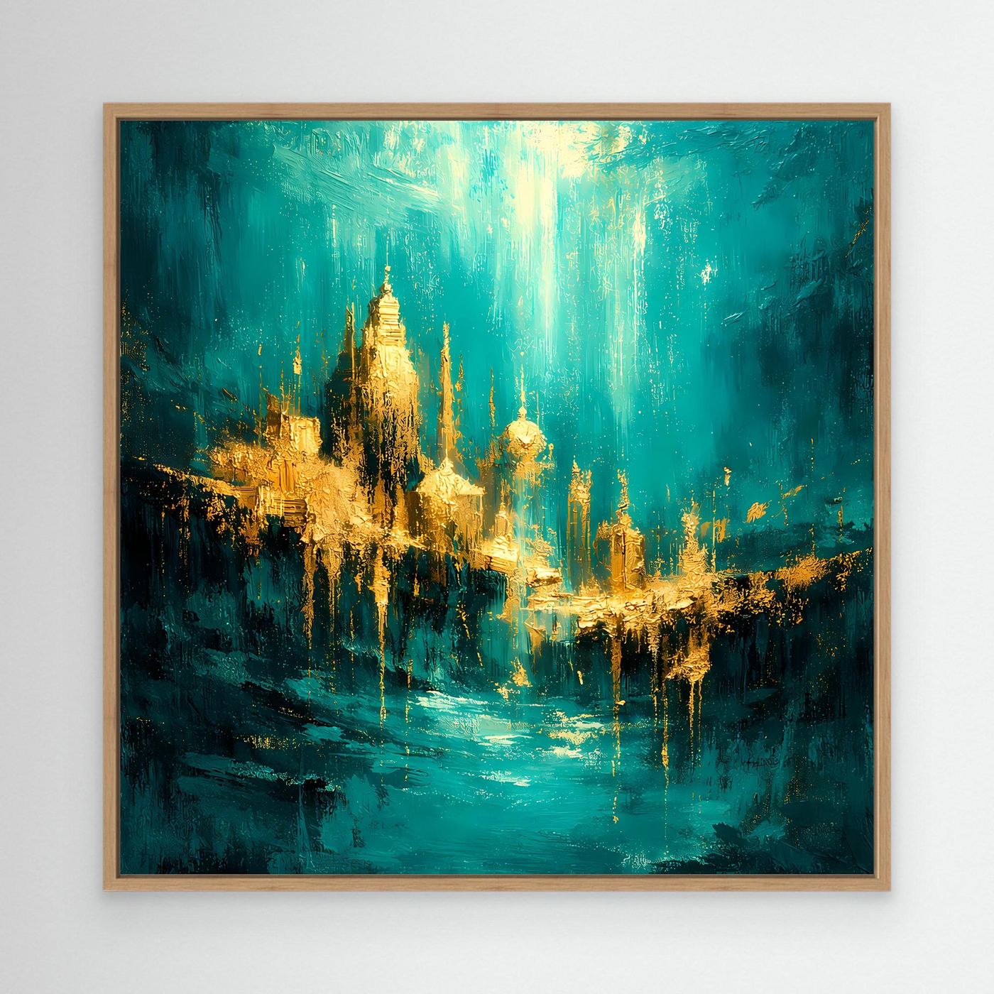 Leinwand Magische Goldene Stadt Atlantis | Abstraktes Unterwasser Wandbild