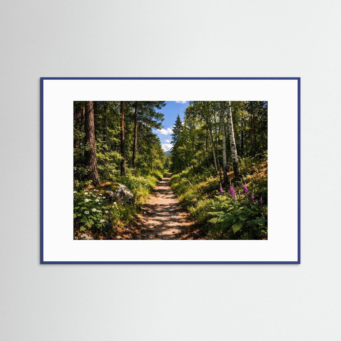 Idyllischer Waldweg im Sonnenschein | Natur & Mischwald Poster Querformat
