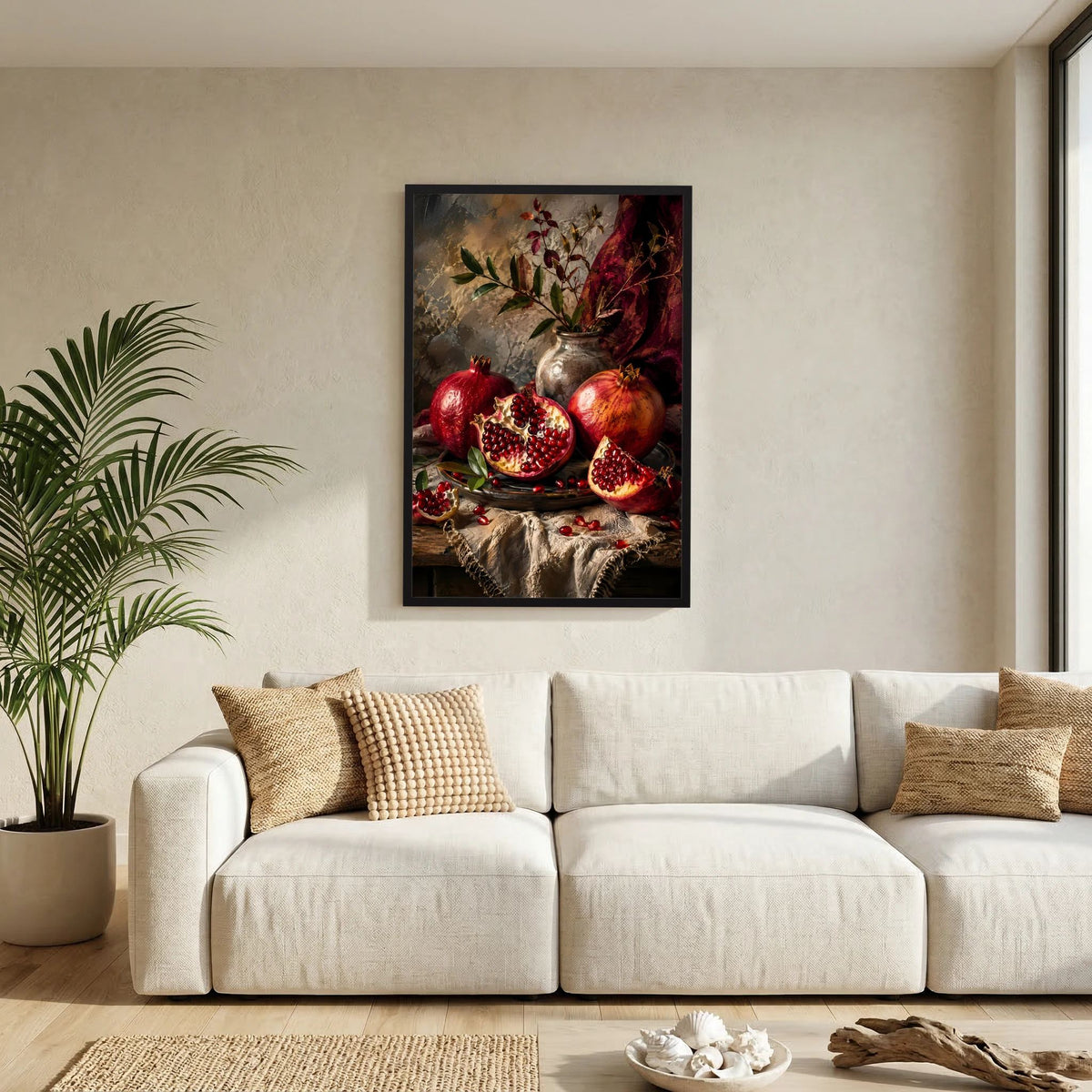 Granatäpfel Stillleben | Edle Früchte in Rubinrot und Gold | Poster Hochformat