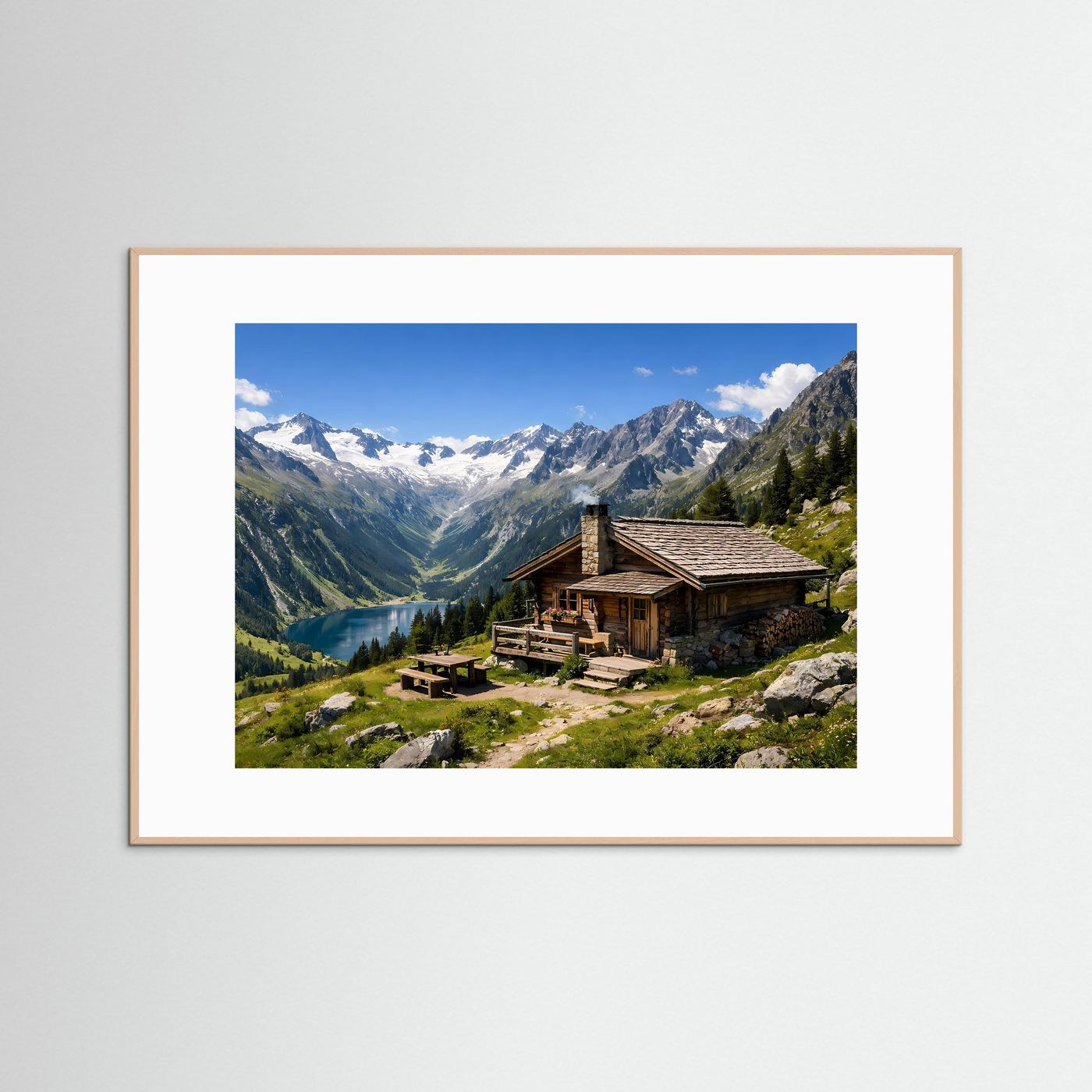 Almhütte im Hochgebirge | Panorama Alpen & See Poster Querformat