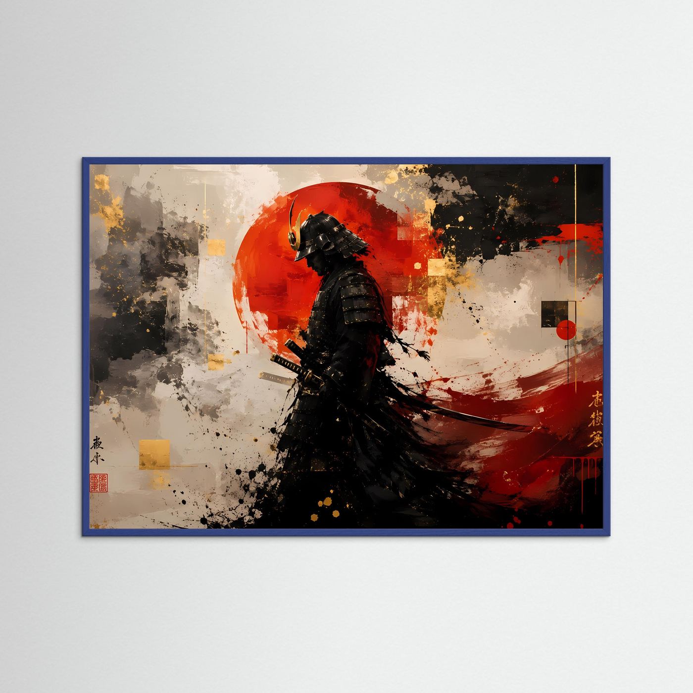Pfad der Ehre: Samurai vor roter Sonne | Modernes Japan-Art Poster Querformat - Copy