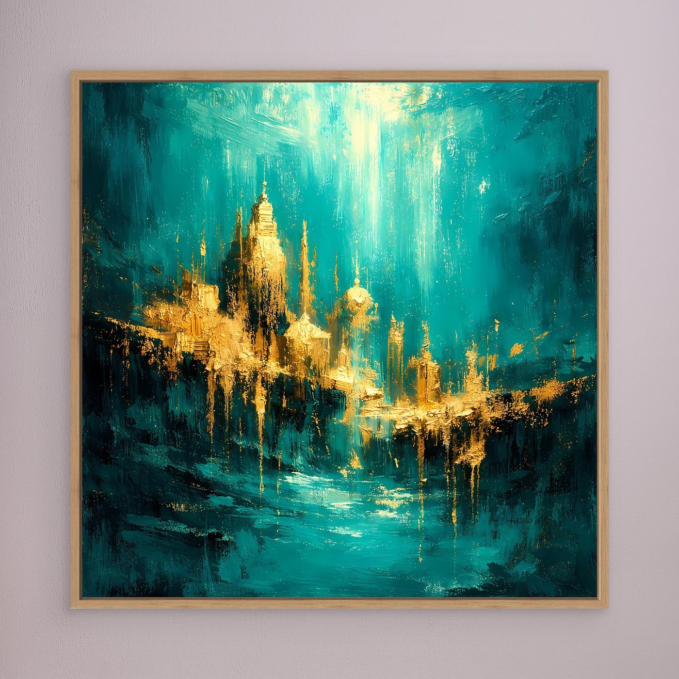 Leinwand Magische Goldene Stadt Atlantis | Abstraktes Unterwasser Wandbild