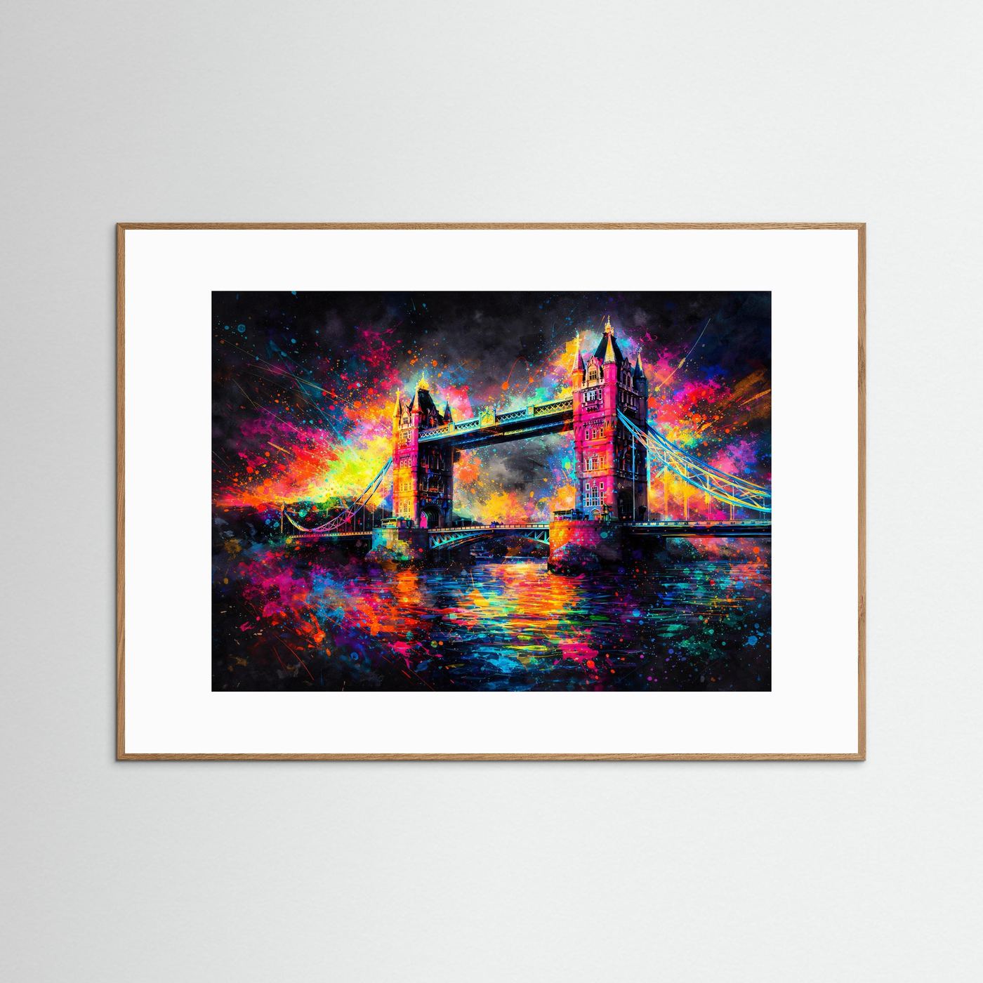 Farbgewaltige Tower Bridge London | Bunt & Modern Architektur Poster Querformat