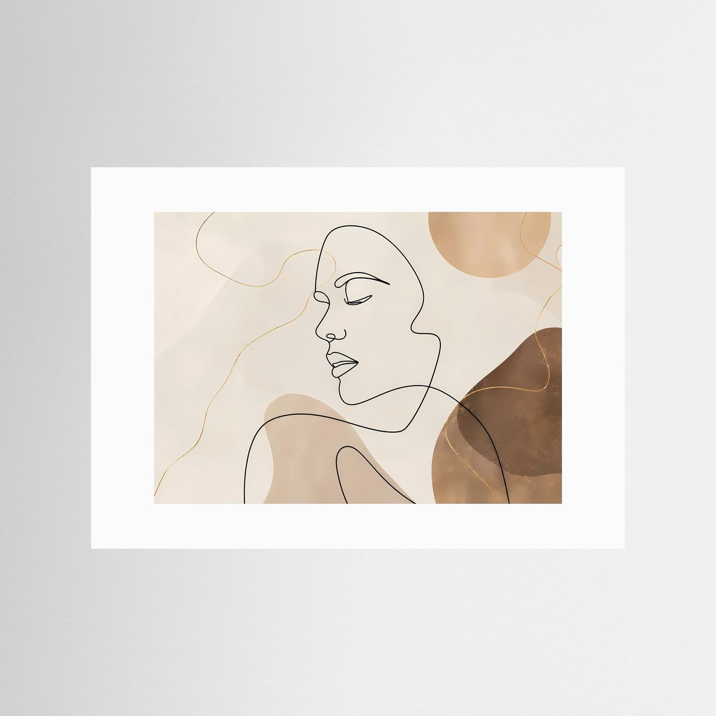 Minimalistisches Line Art Gesicht Poster | One Line Gesicht Wandbild | Moderne Boho Kunst | Abstraktes Frauenportrait | Beige Skandinavische Wanddekoration