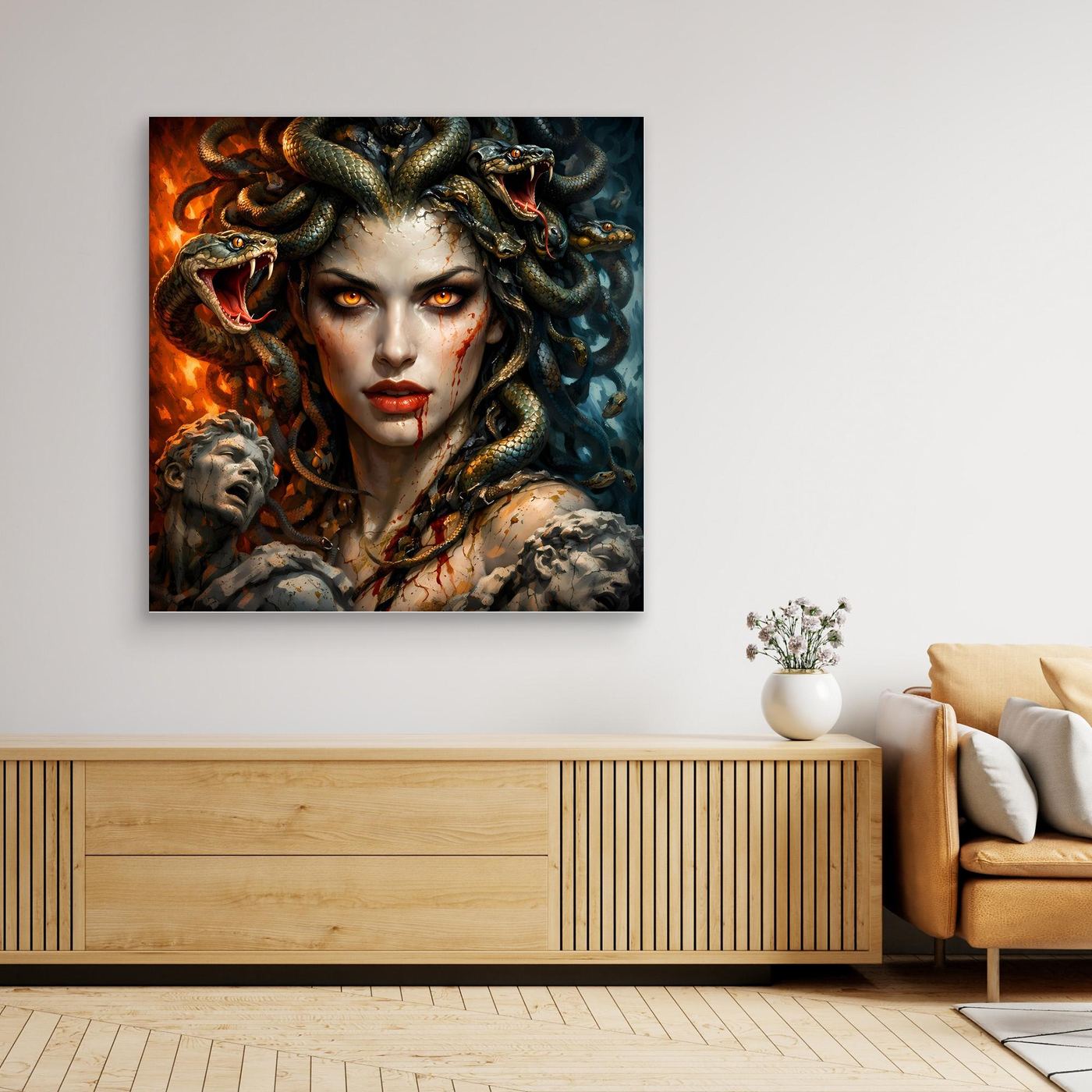 Leinwand Mythische Medusa mit Schlangenhaar | Griechische Mythologie Wandbild