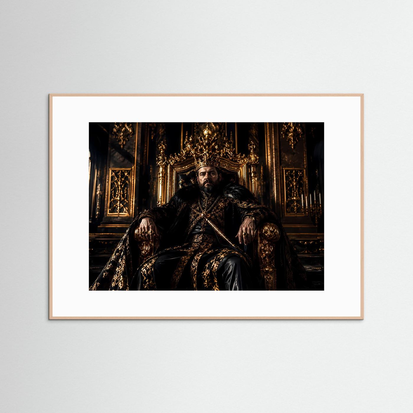 Mächtiger König auf goldenem Thron | Royaler Herrscher & Barock Poster