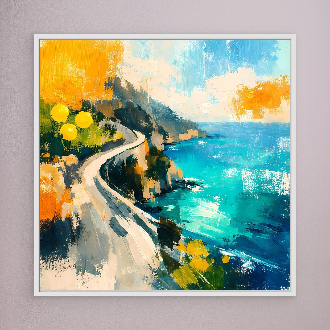 Leinwand Malerische Küstenstraße am Meer | Abstraktes Amalfi Wandbild