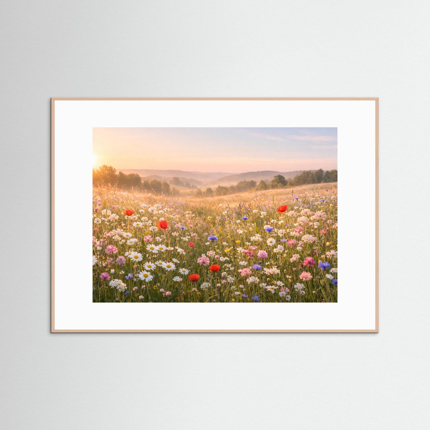 Blumenwiese im Morgenlicht | Sommer Naturposter Querformat