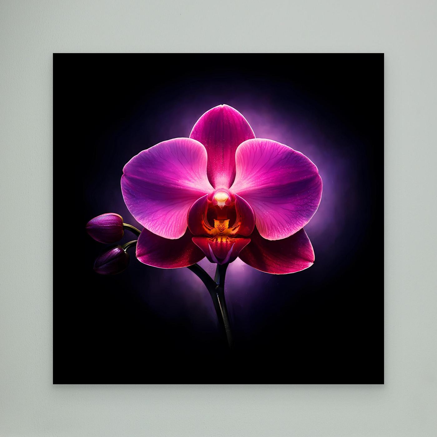 Leinwandbild mit abstrakter Orchidee, pink-lila Blüte