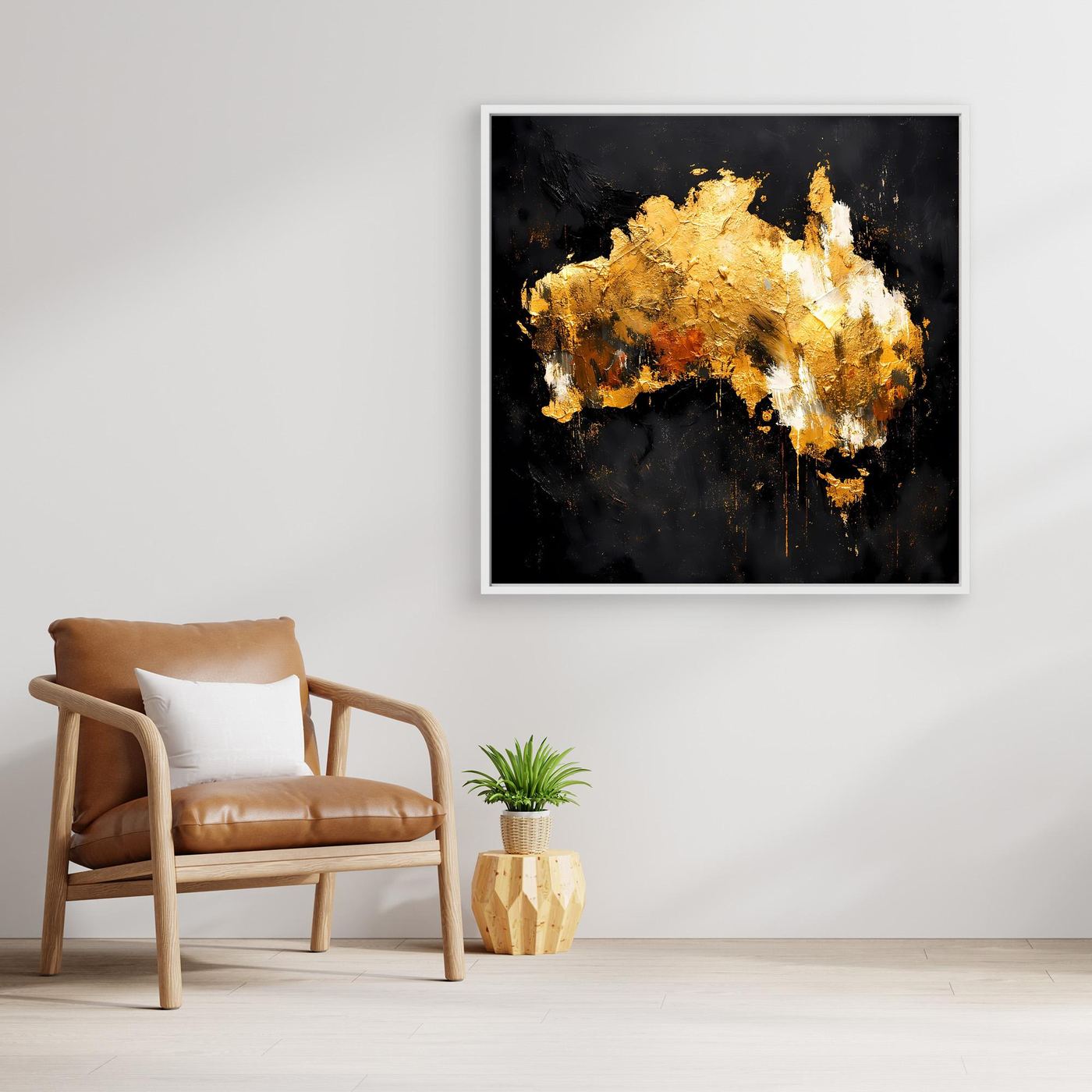 Leinwand Goldene Landkarte von Australien | Modernes Luxus Wandbild Kontinent