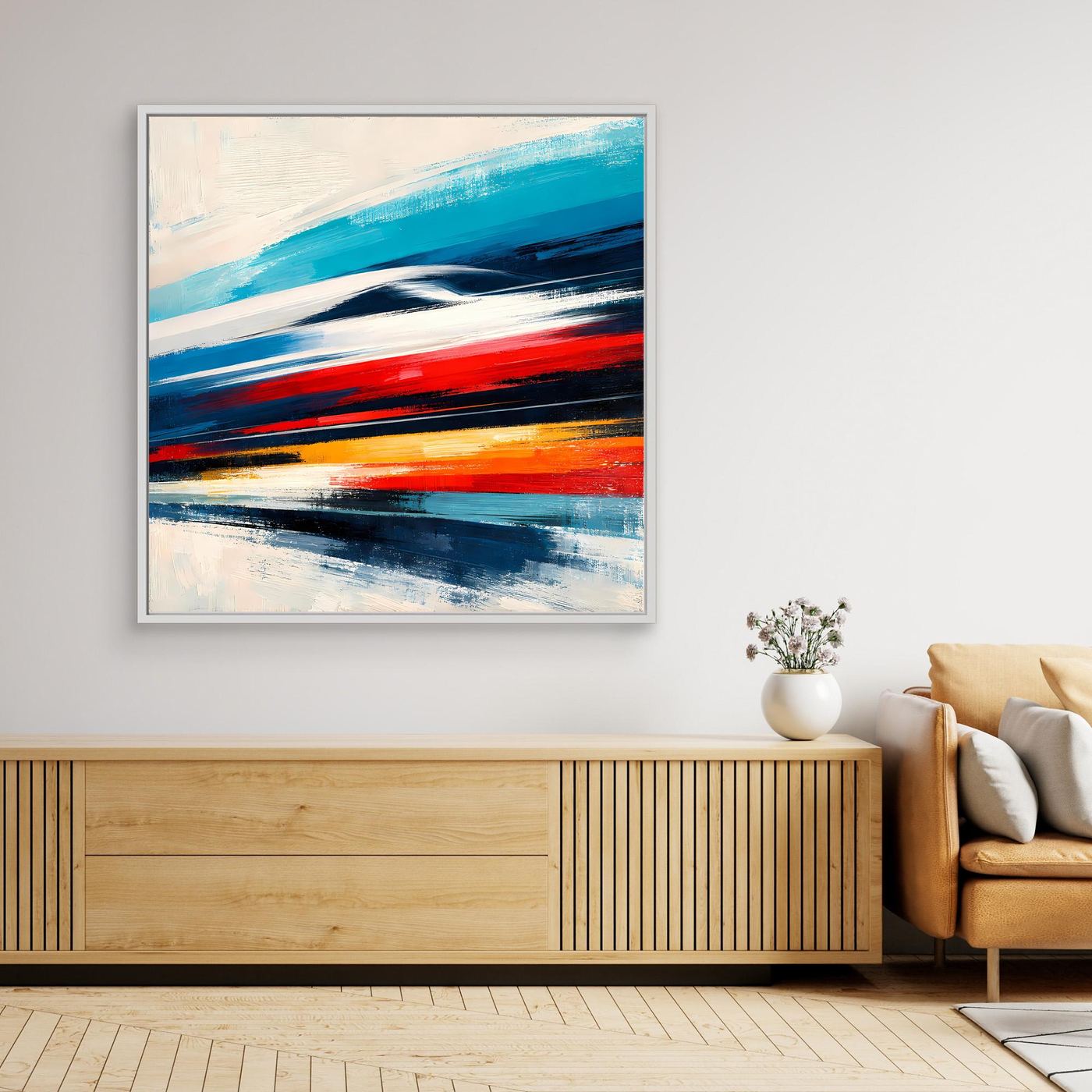 Leinwand Dynamischer Hochgeschwindigkeitszug | Abstraktes Wandbild auf echter Leinwand