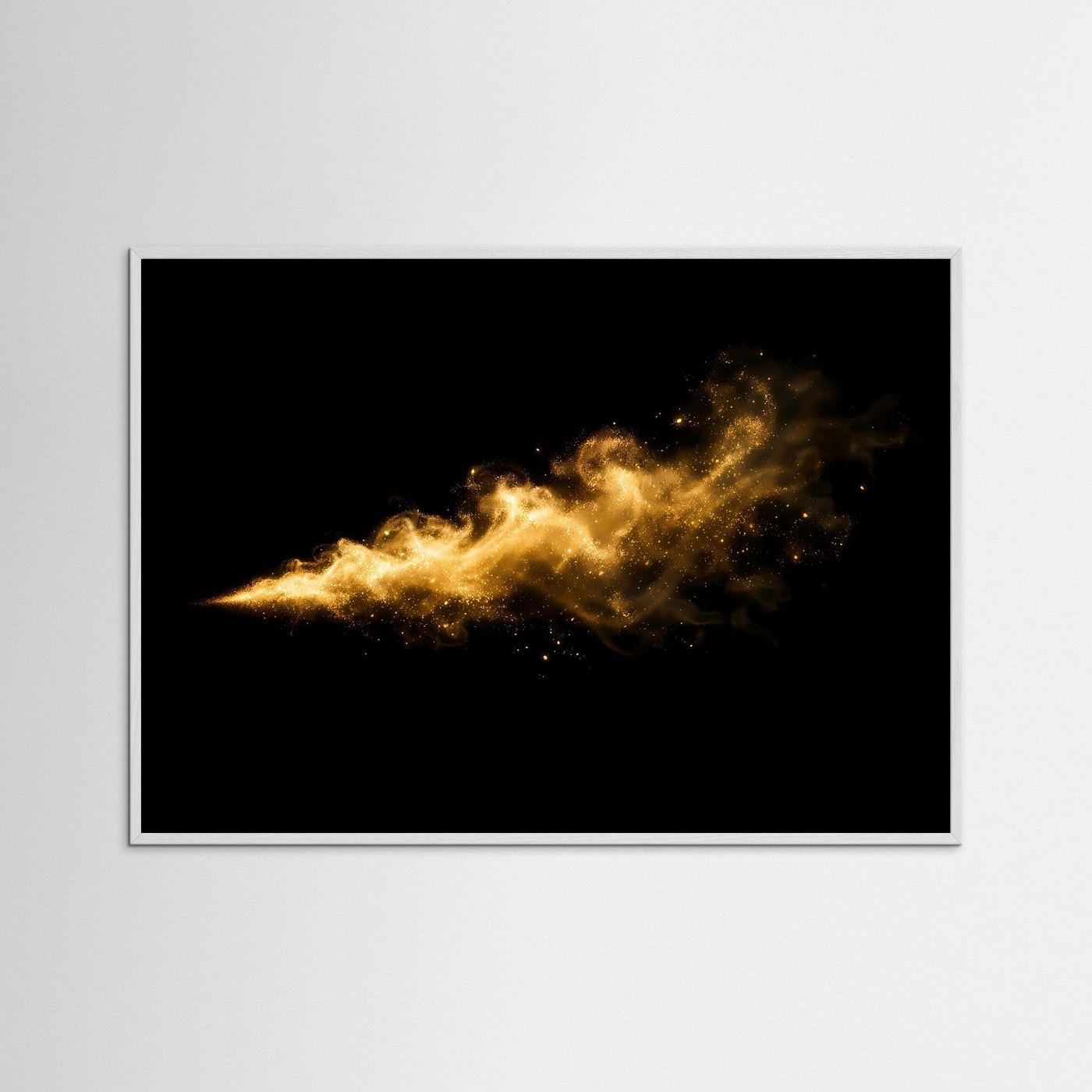 Eleganter Goldstaub im Rauchwirbel | Abstraktes Luxus Poster Querformat