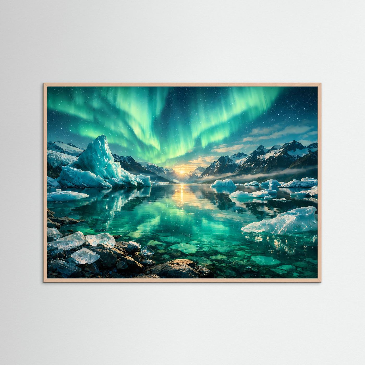 Magische Polarlichter über der Gletscherlandschaft | Natur & Nordlicht-Wandbild