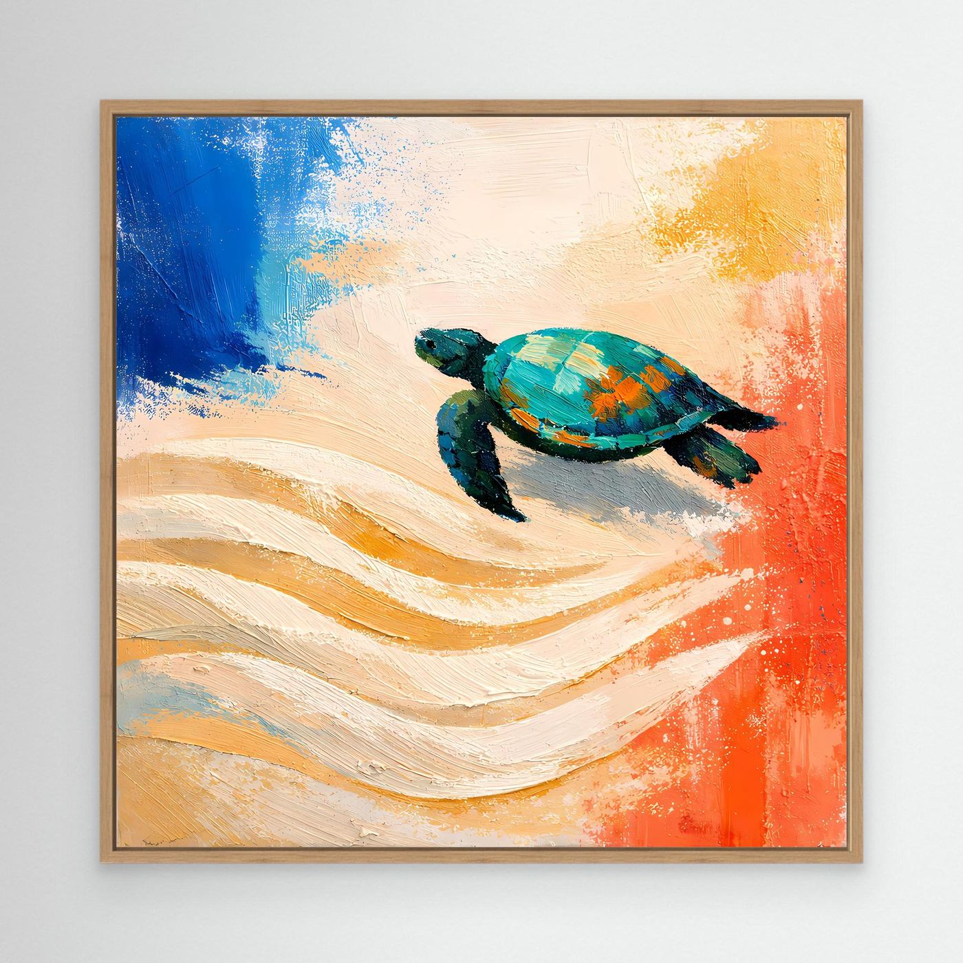 Leinwand Elegante Meeresschildkröte im Ozean | Abstraktes Strand & Meer Wandbild