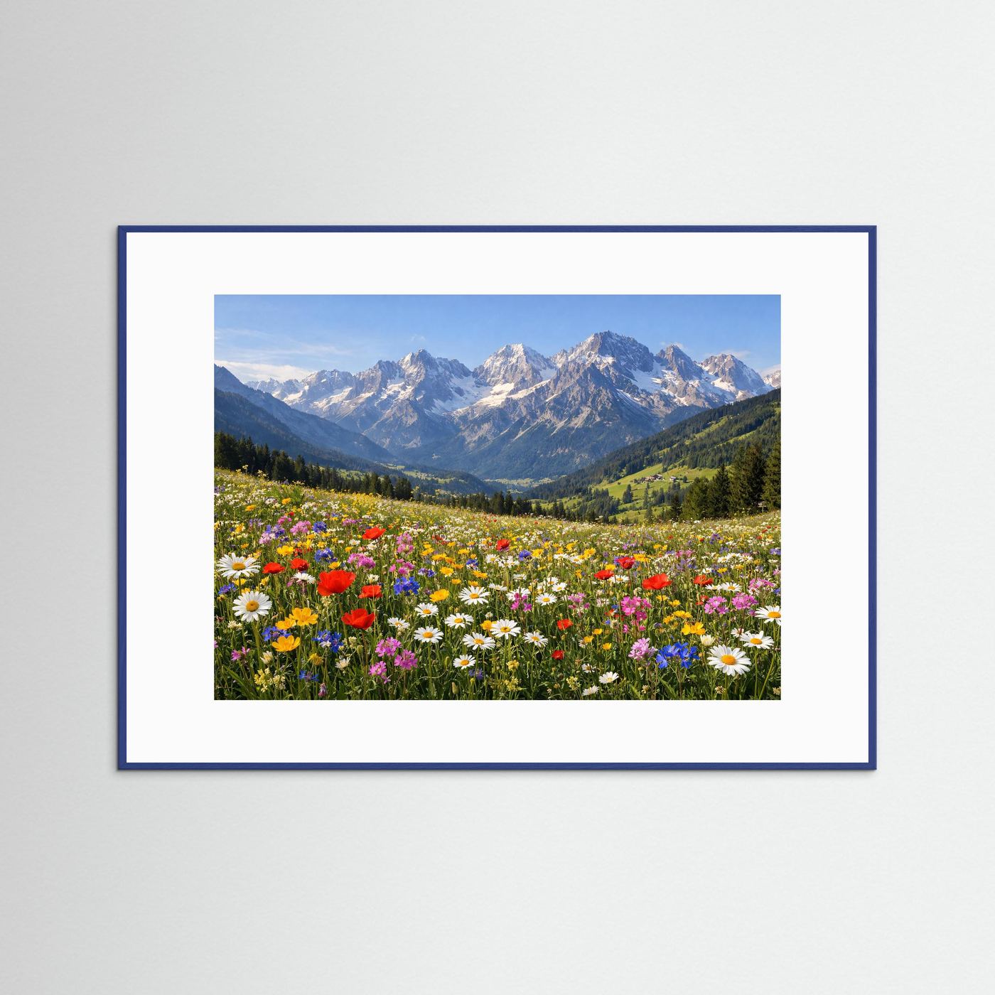 Blühende Alpenwiese vor schroffen Gipfeln | Panorama Berg & Natur Poster Querformat