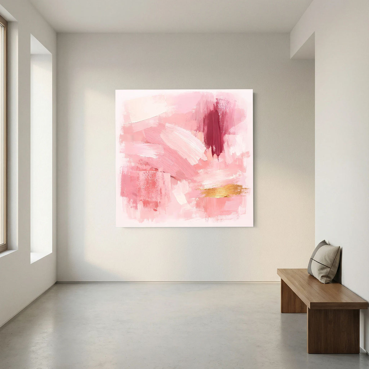 Leinwand Abstraktes Gemälde in Rosa und Gold | Modernes Elegantes Wandbild Pastell