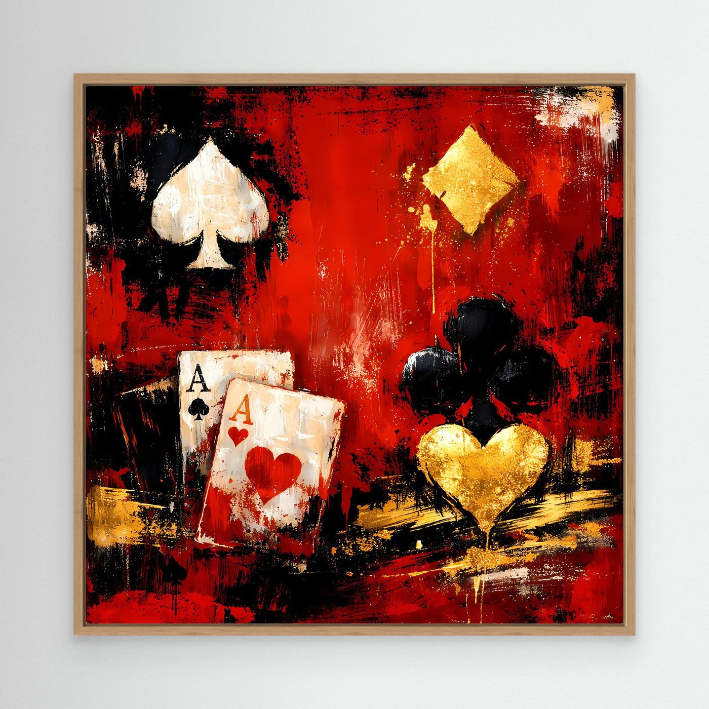 Leinwand Abstraktes Poker-Design mit Assen | Modernes Spielkarten Wandbild Kunst