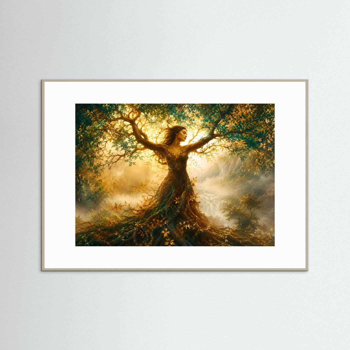 Baumfrau Poster | Mystische Waldgöttin Wandkunst | Fantasy Natur Kunst | Magischer Lebensbaum Wandbild