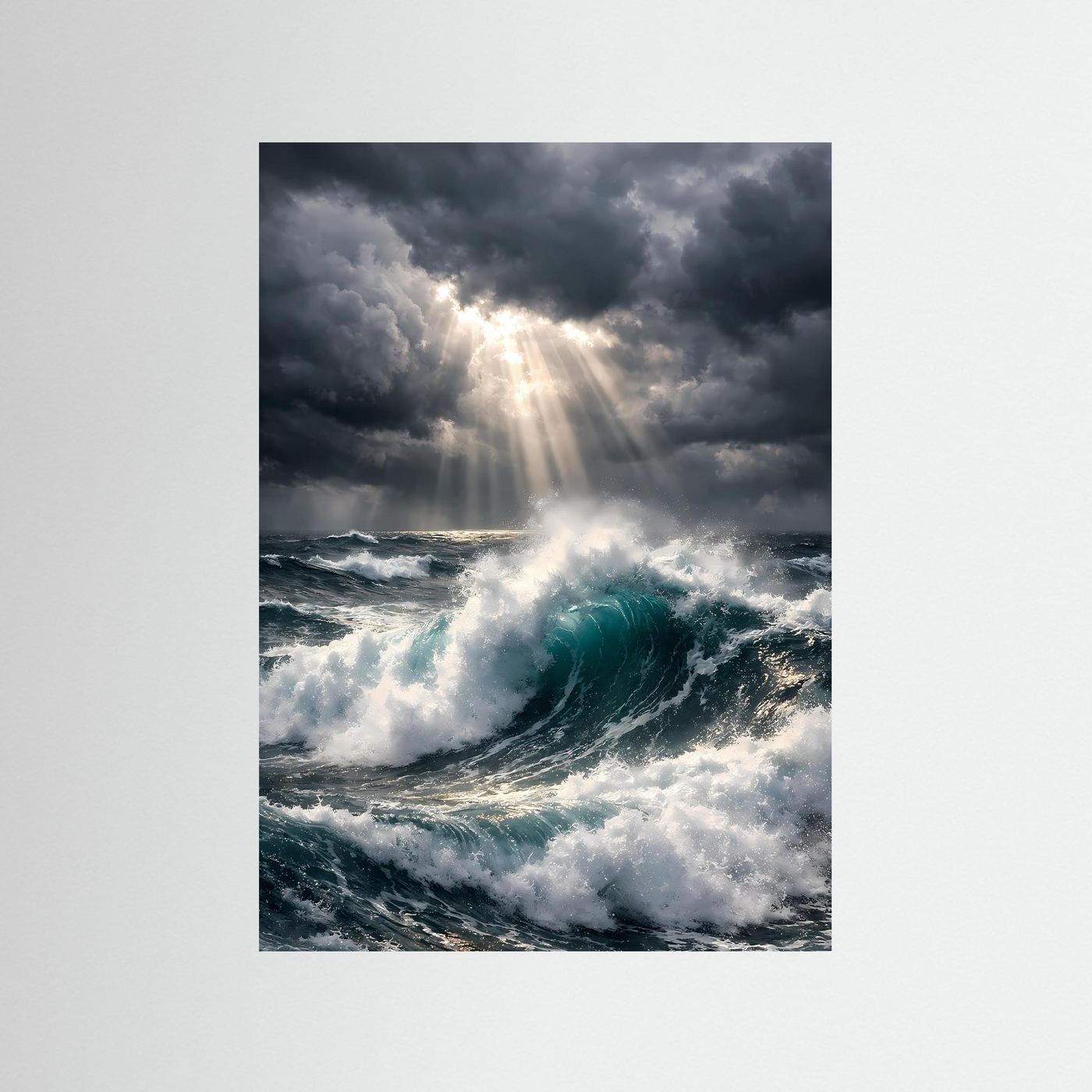 Poster Aufgewühltes Meer im Gewitter | Majestätisches Ozean Wandbild