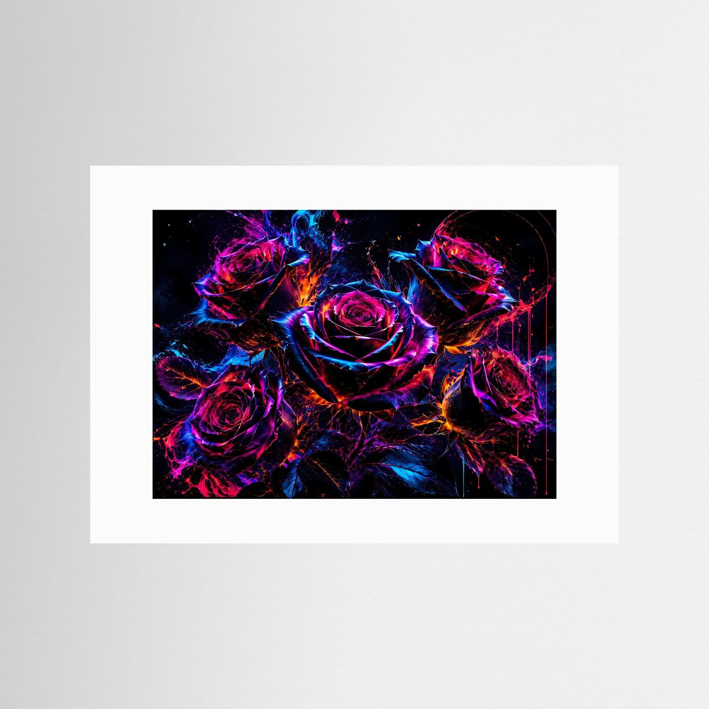 Neon Rosen Explosion | Futurale Blumenkunst in Pink & Blau