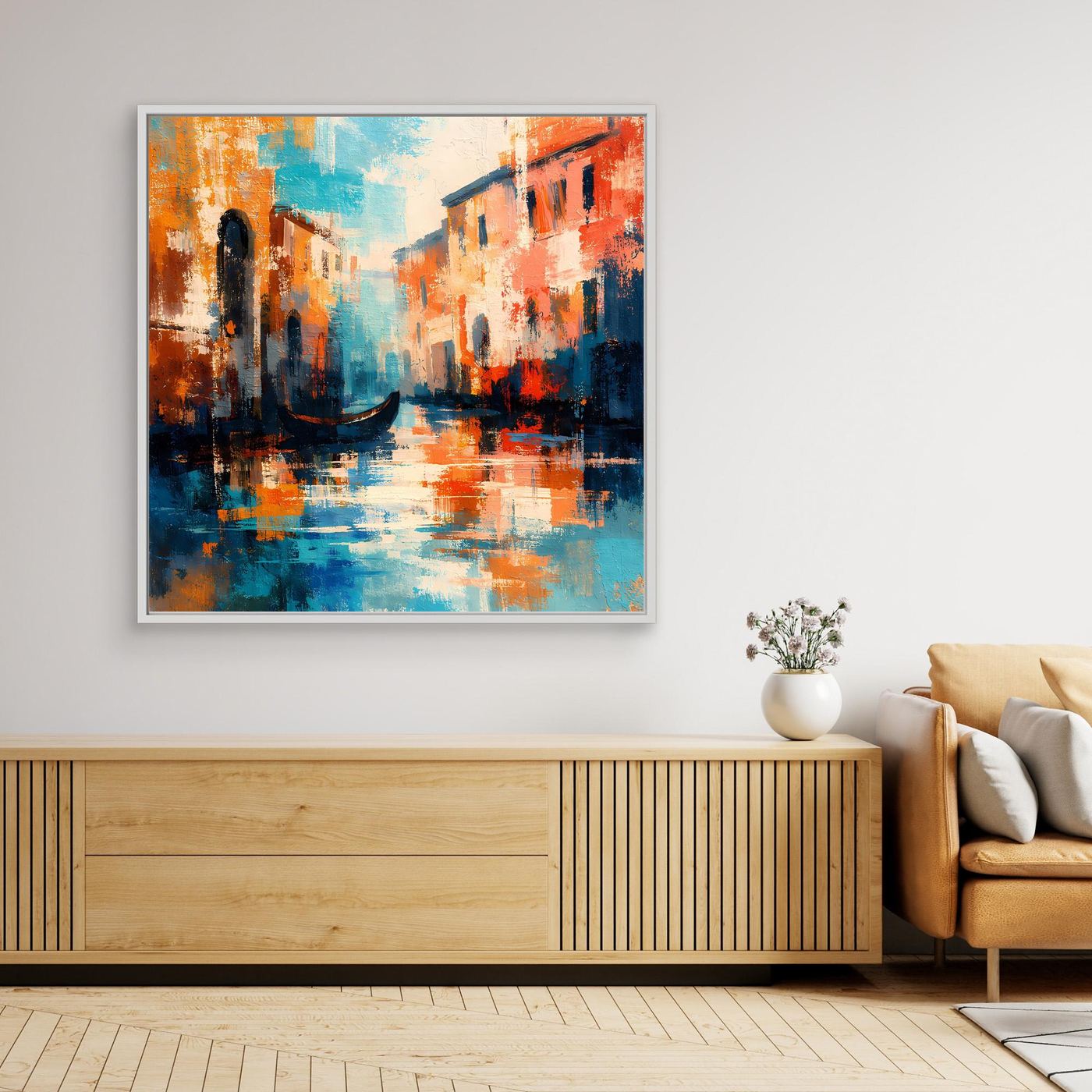 Leinwand Romantisches Venedig bei Sonnenuntergang | Abstraktes Gondel Wandbild