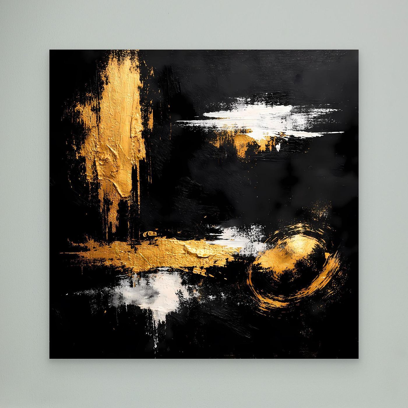 Leinwand Abstraktes Meisterwerk in Gold und Weiß | Modernes Galerie Wandbild