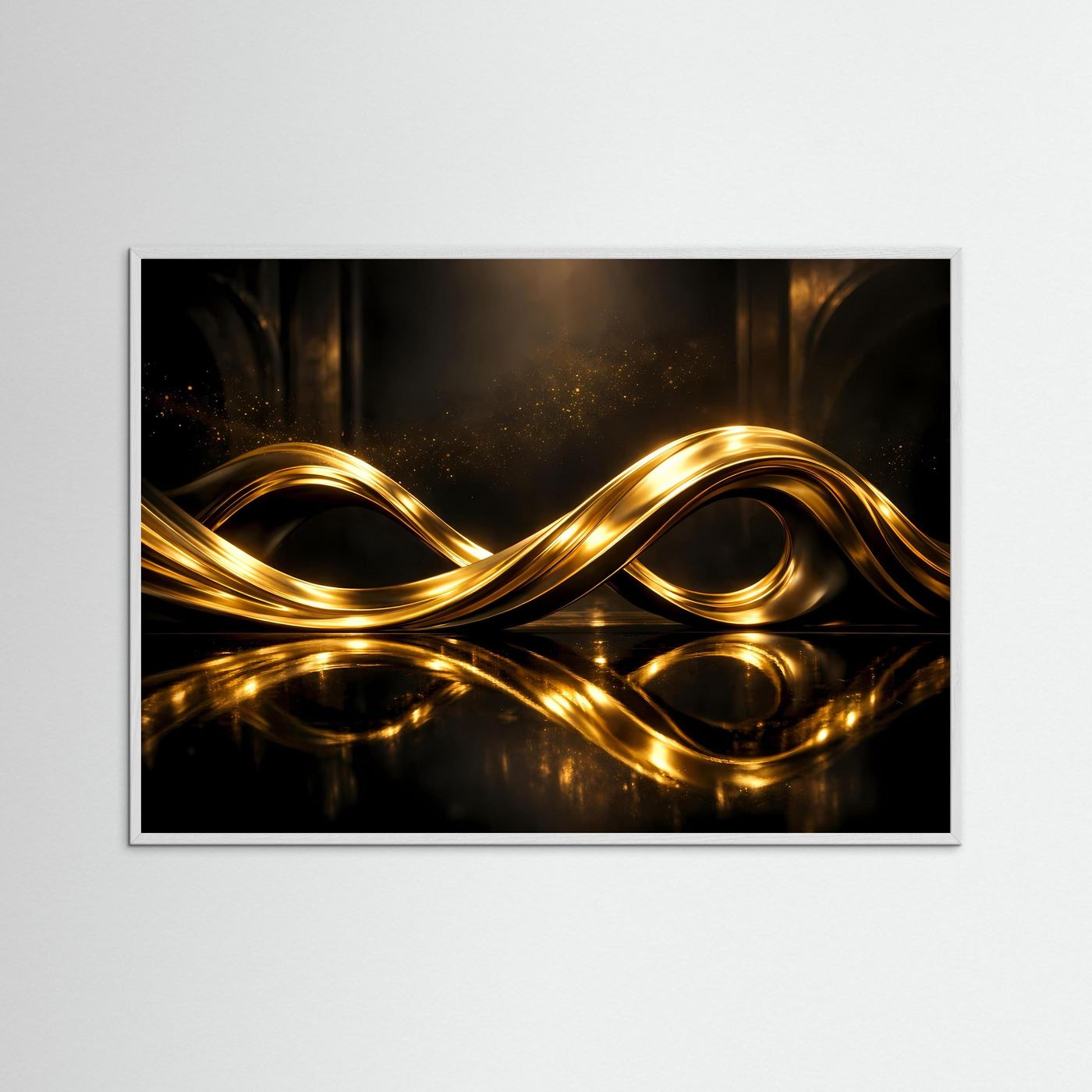 Elegante Goldene Wellen im Unendlichkeitsdesign | Luxus Kunst & Abstrakte Wanddeko Querformat