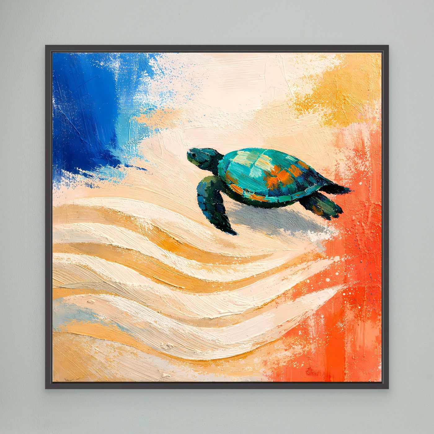 Leinwand Elegante Meeresschildkröte im Ozean | Abstraktes Strand & Meer Wandbild