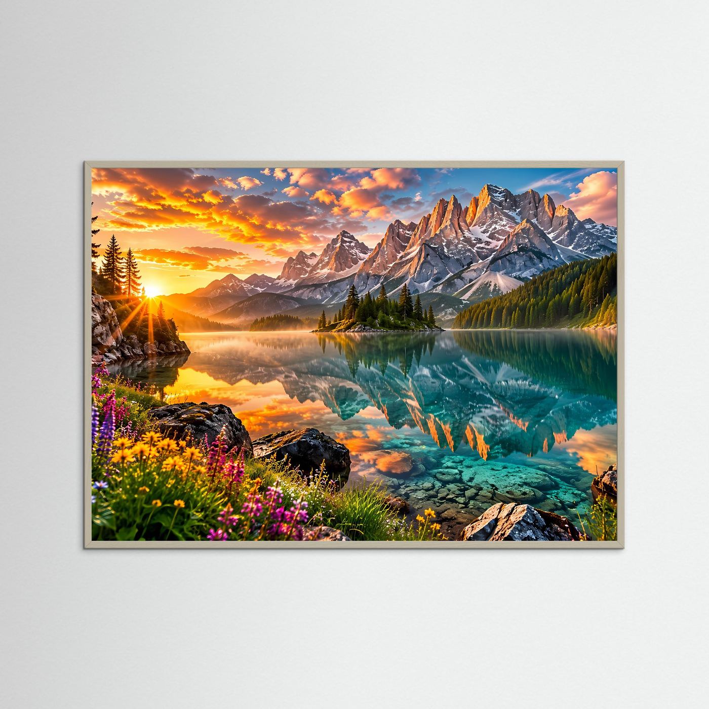 Majestätische Alpen im Spiegelsee | Panorama Berg & Natur Poster Querformat