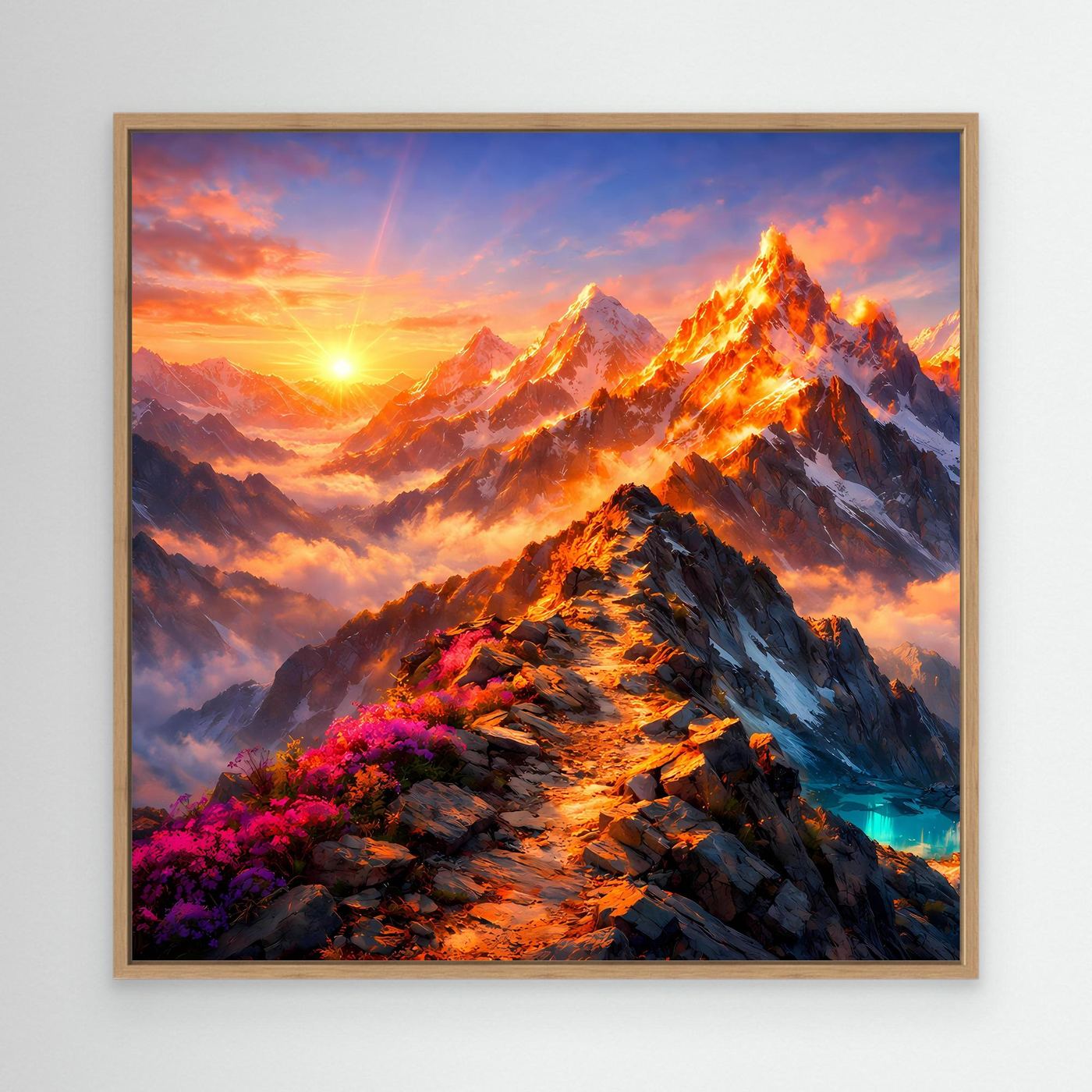 Leinwandbild Sonnenuntergang im Hochgebirge | Majestätisches Wandbild auf echtem Holzkeilrahmen