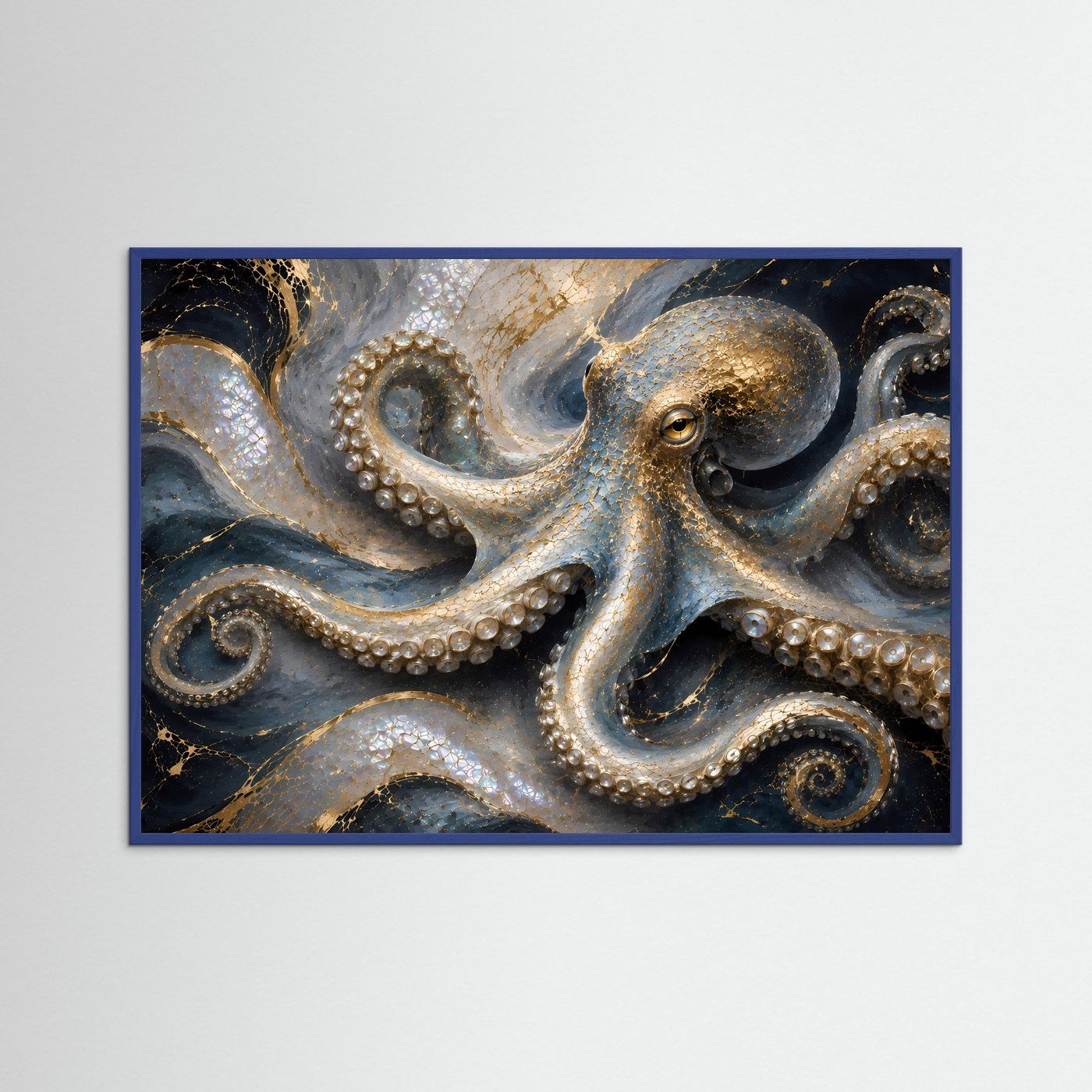 Goldener Oktopus mit Perlmutt | Luxuriöse Meereskunst in Schwarz & Gold