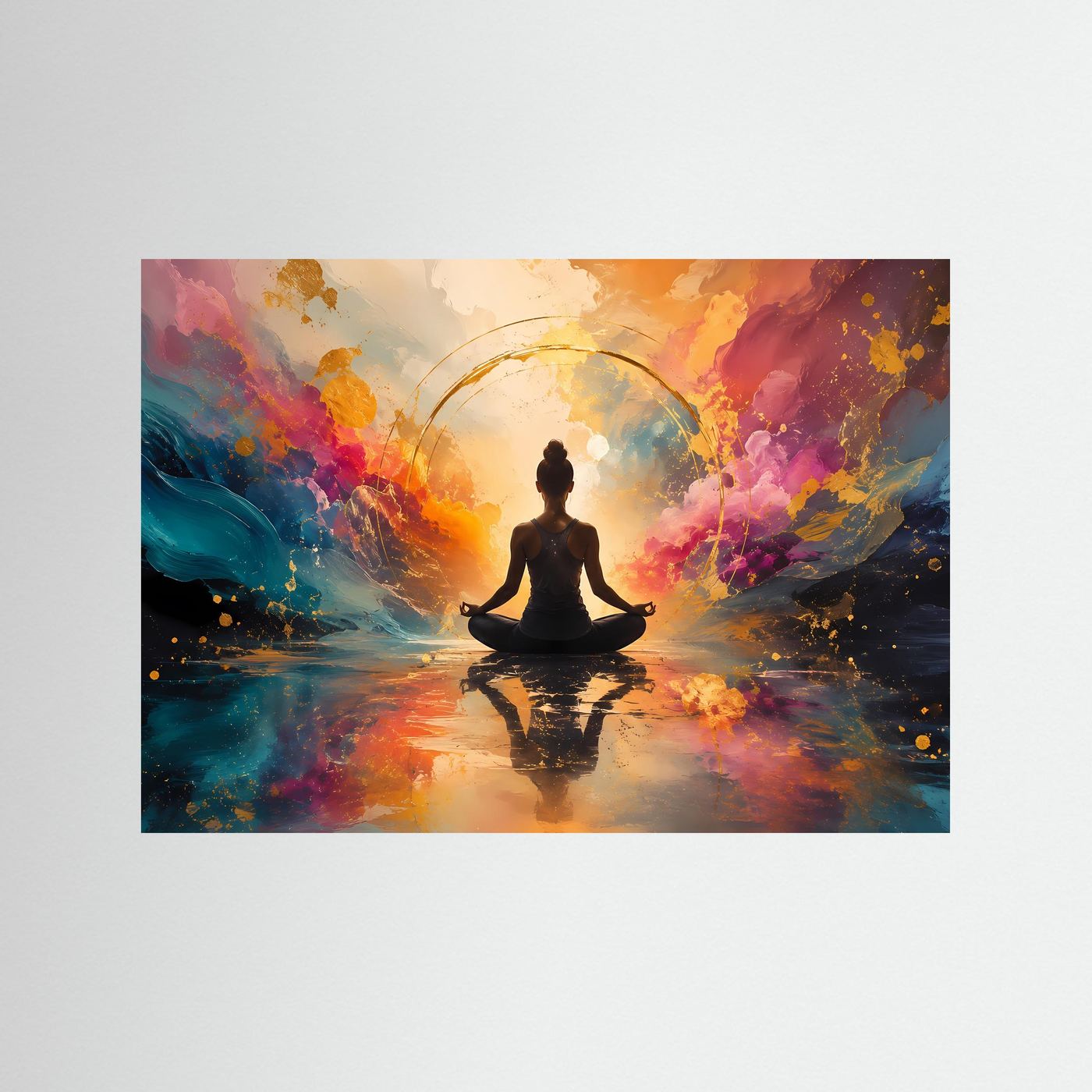 Harmonie der Elemente | Spirituelles Yoga & Meditation Poster mit Gold-Akzenten