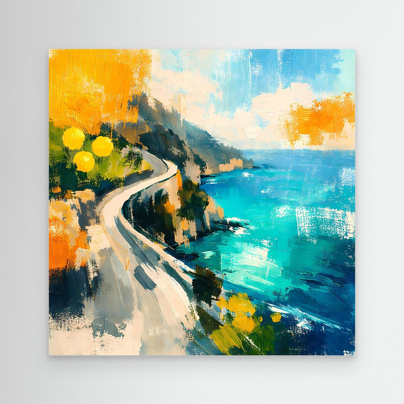 Leinwand Malerische Küstenstraße am Meer | Abstraktes Amalfi Wandbild