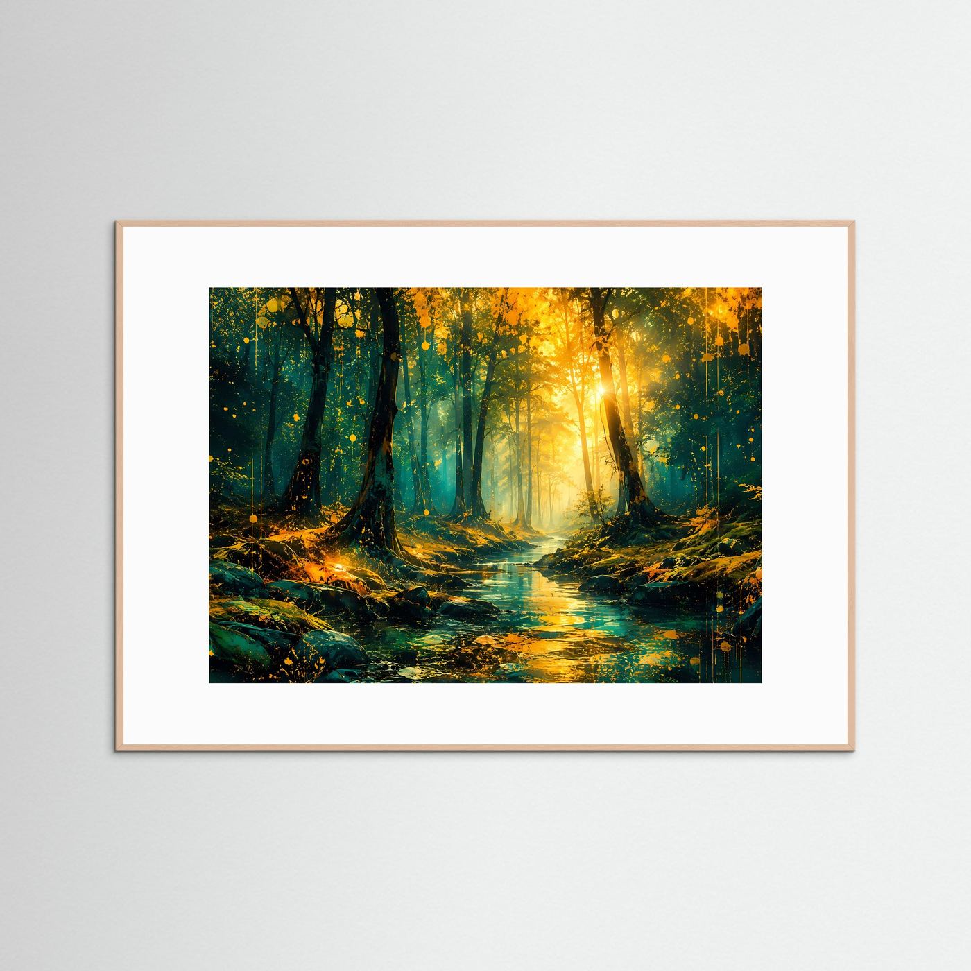 Magischer Wald Poster | Sonnenstrahlen im Wald | Waldlandschaft Wandbild | Mystische Naturkunst | Fine Art Print