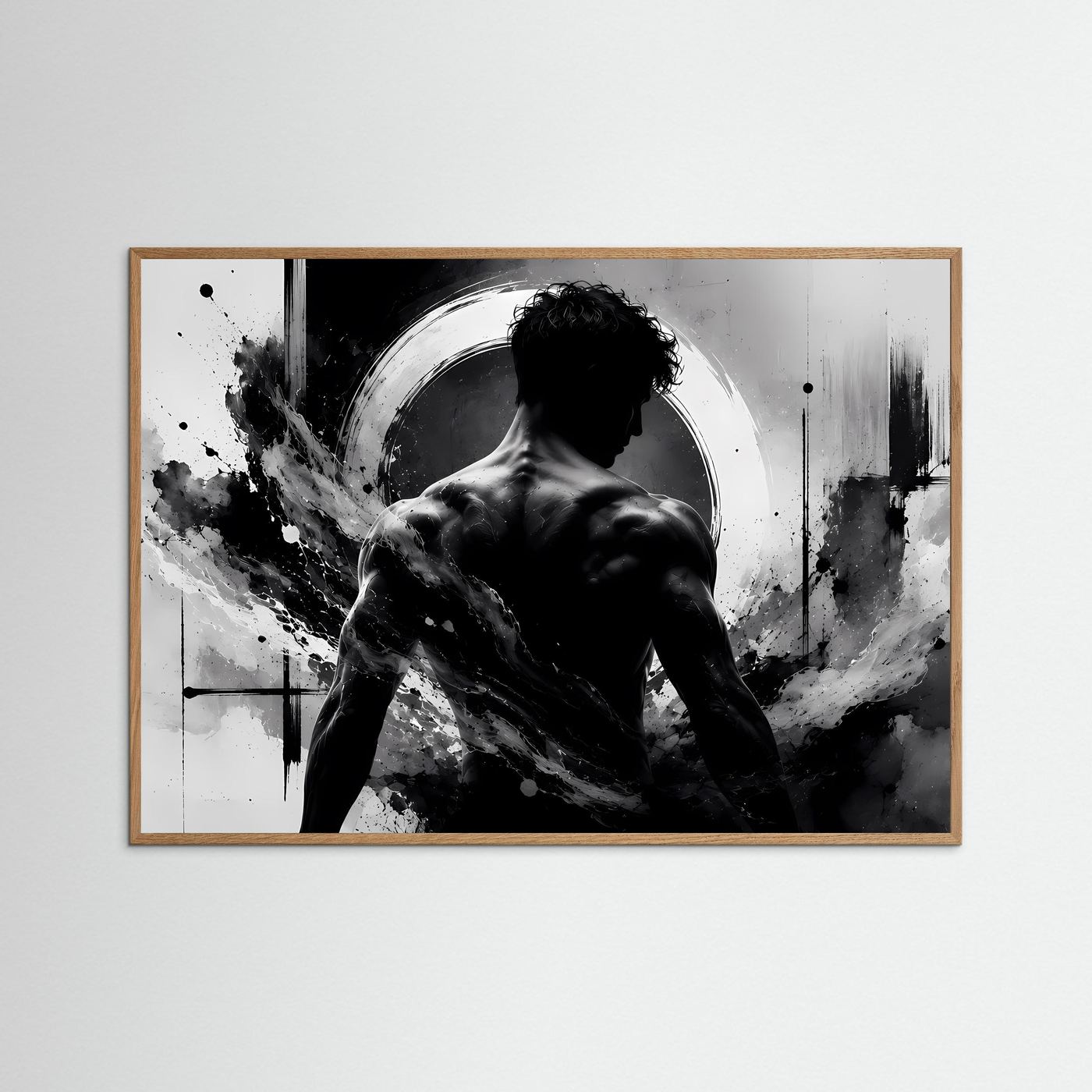 Männer Silhouette Poster Schwarz Weiß | Abstrakte Körperkunst | Monochrome Moderne Wandkunst | Minimalistisches Wandbild