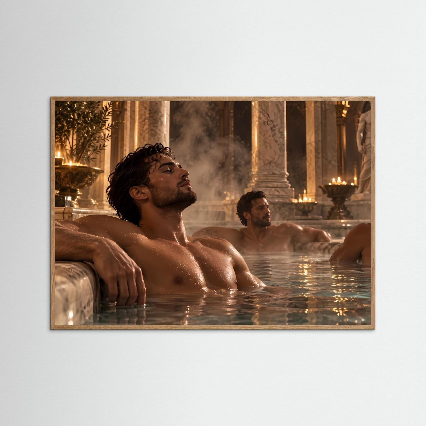 Luxuriöse römische Badehalle – Antikes Spa Motiv mit Marmor, Säulen & Figurenkunst