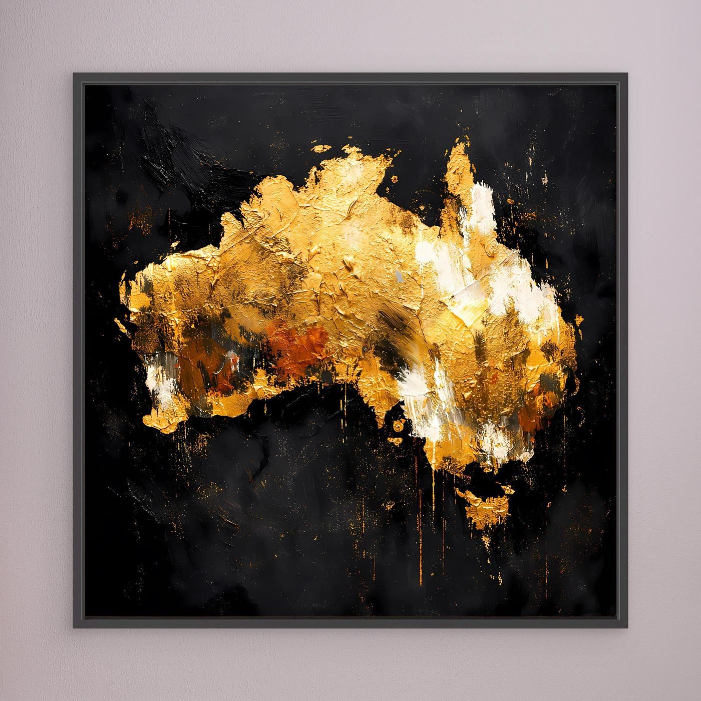 Leinwand Goldene Landkarte von Australien | Modernes Luxus Wandbild Kontinent