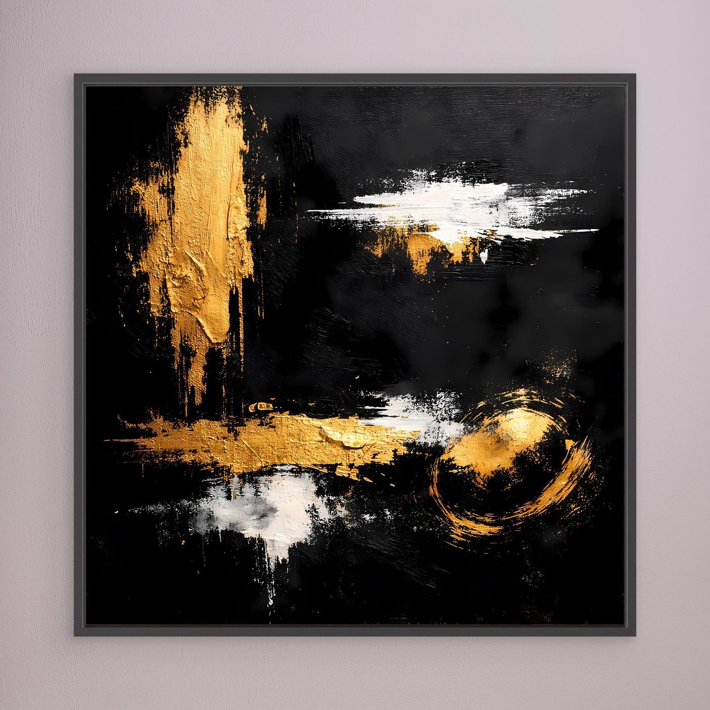 Leinwand Abstraktes Meisterwerk in Gold und Weiß | Modernes Galerie Wandbild